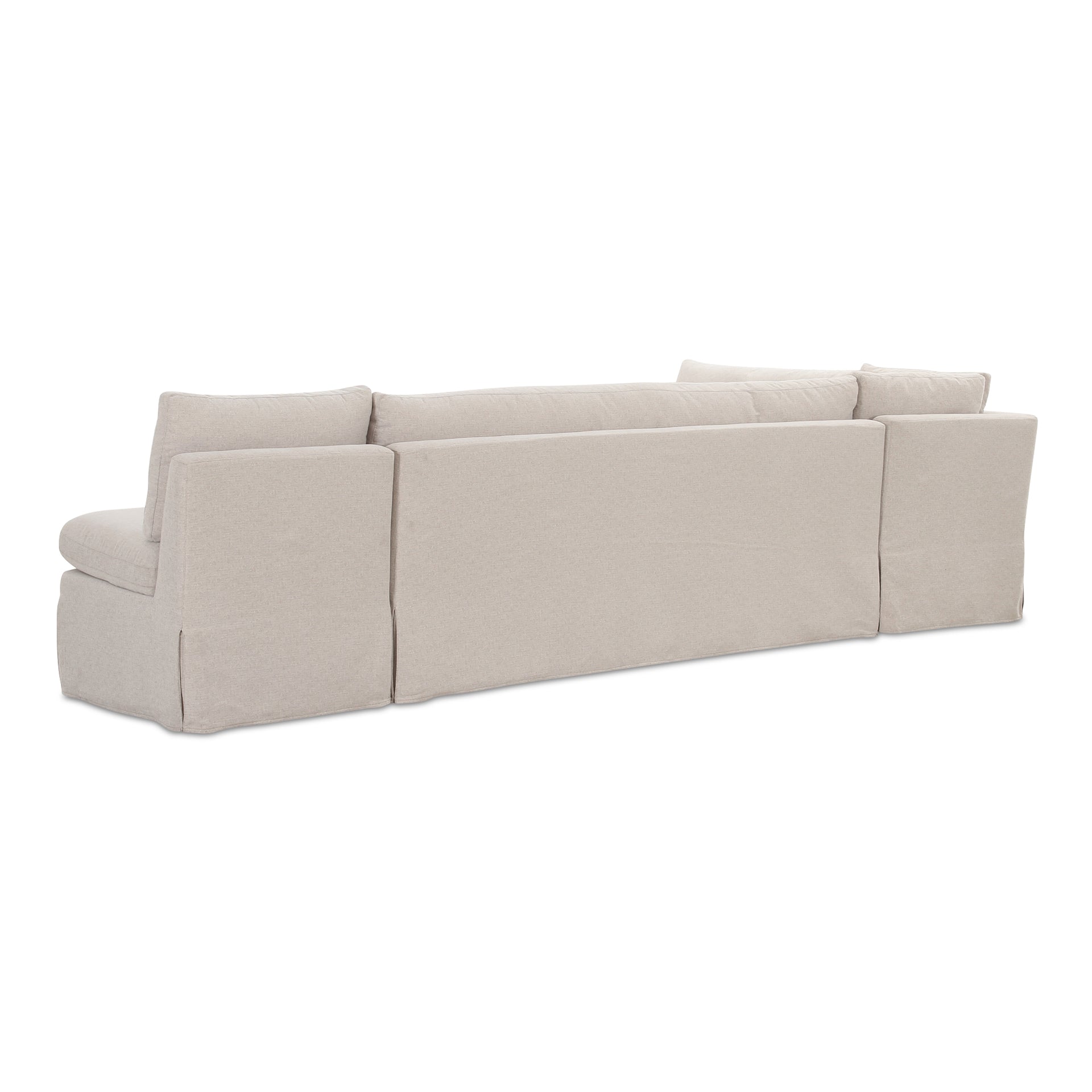 Helena Modular Dining Banquette, Washable Slipcover with Inverted Pleats, Pillow Back, 125.5 Inches Wide, Beige