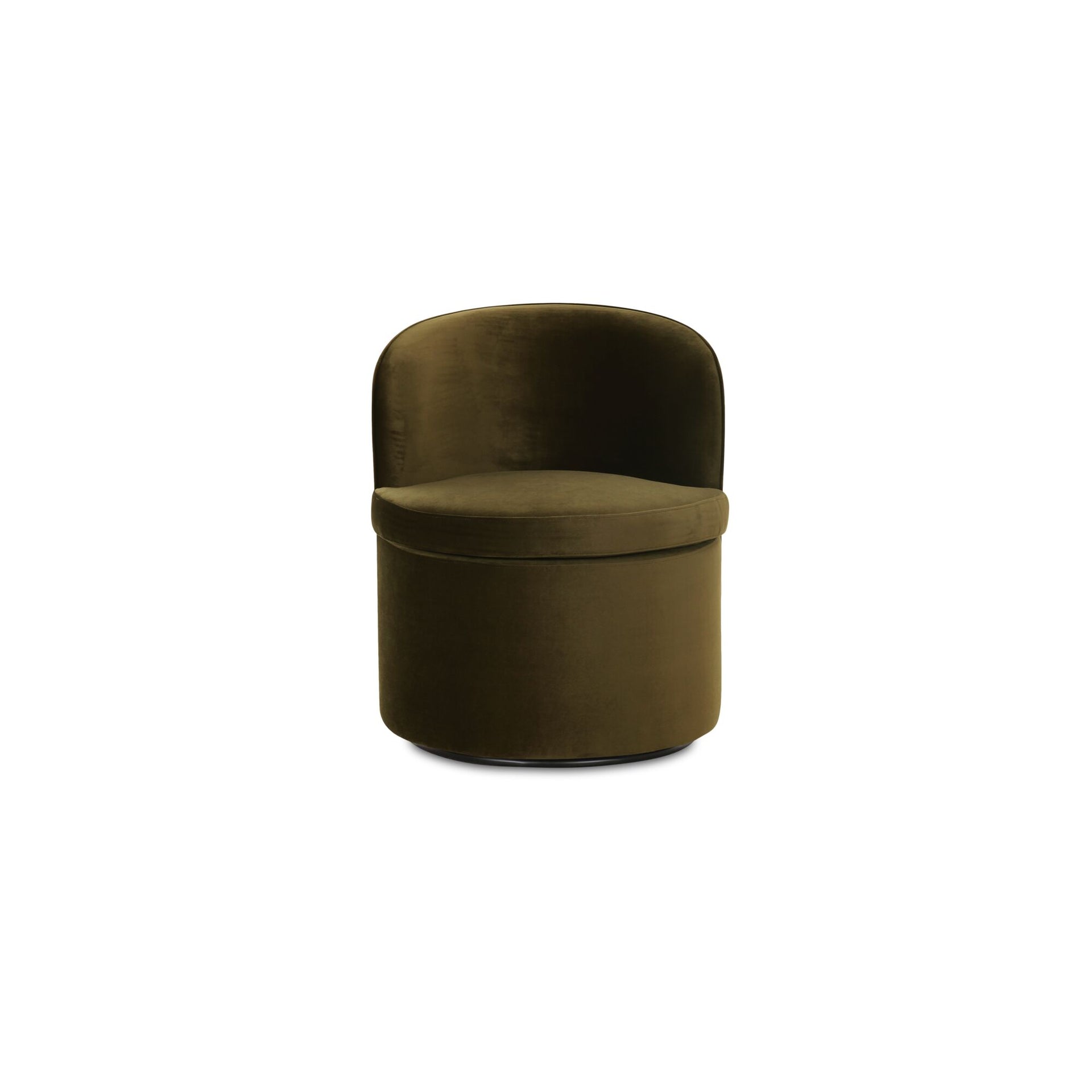 Bramric Swivel Dining Chair, Curved Frame, Padded Back and Seat, Faux Mohair Upholstery, Faux Green Mohair