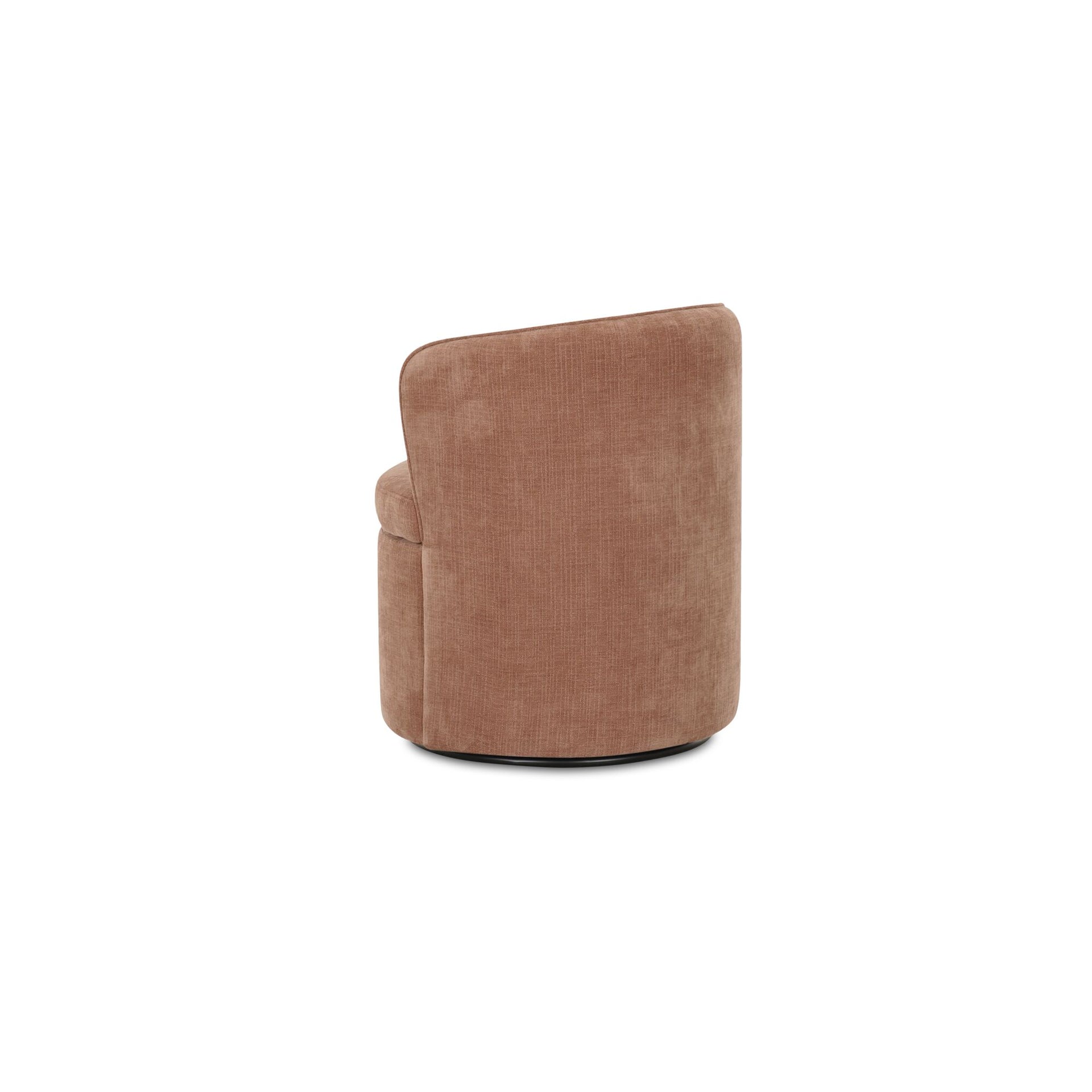 Bramric Swivel Dining Chair, Polyester Upholstery, Plywood Frame, Curved Back, Heritage Pink