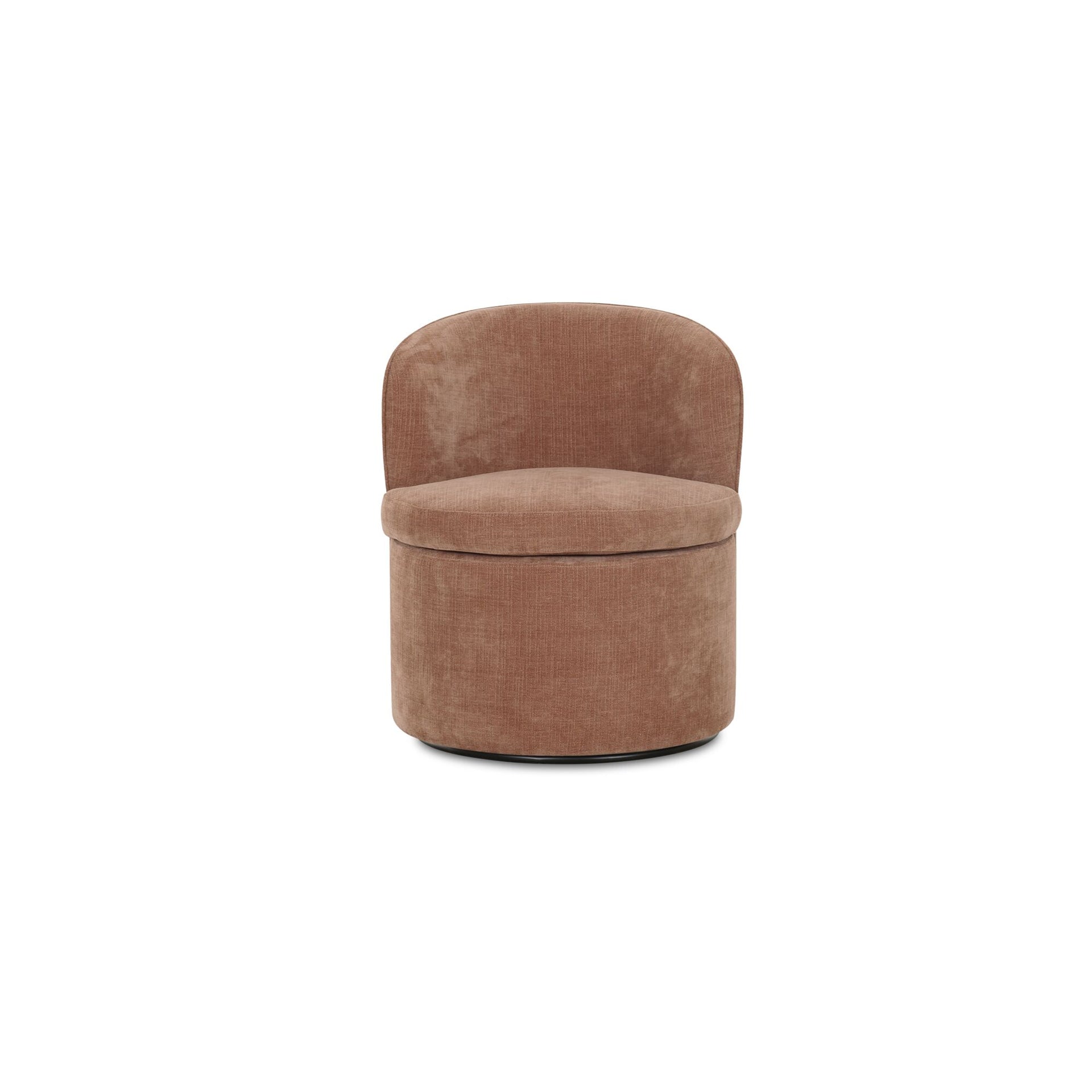 Bramric Swivel Dining Chair, Polyester Upholstery, Plywood Frame, Curved Back, Heritage Pink