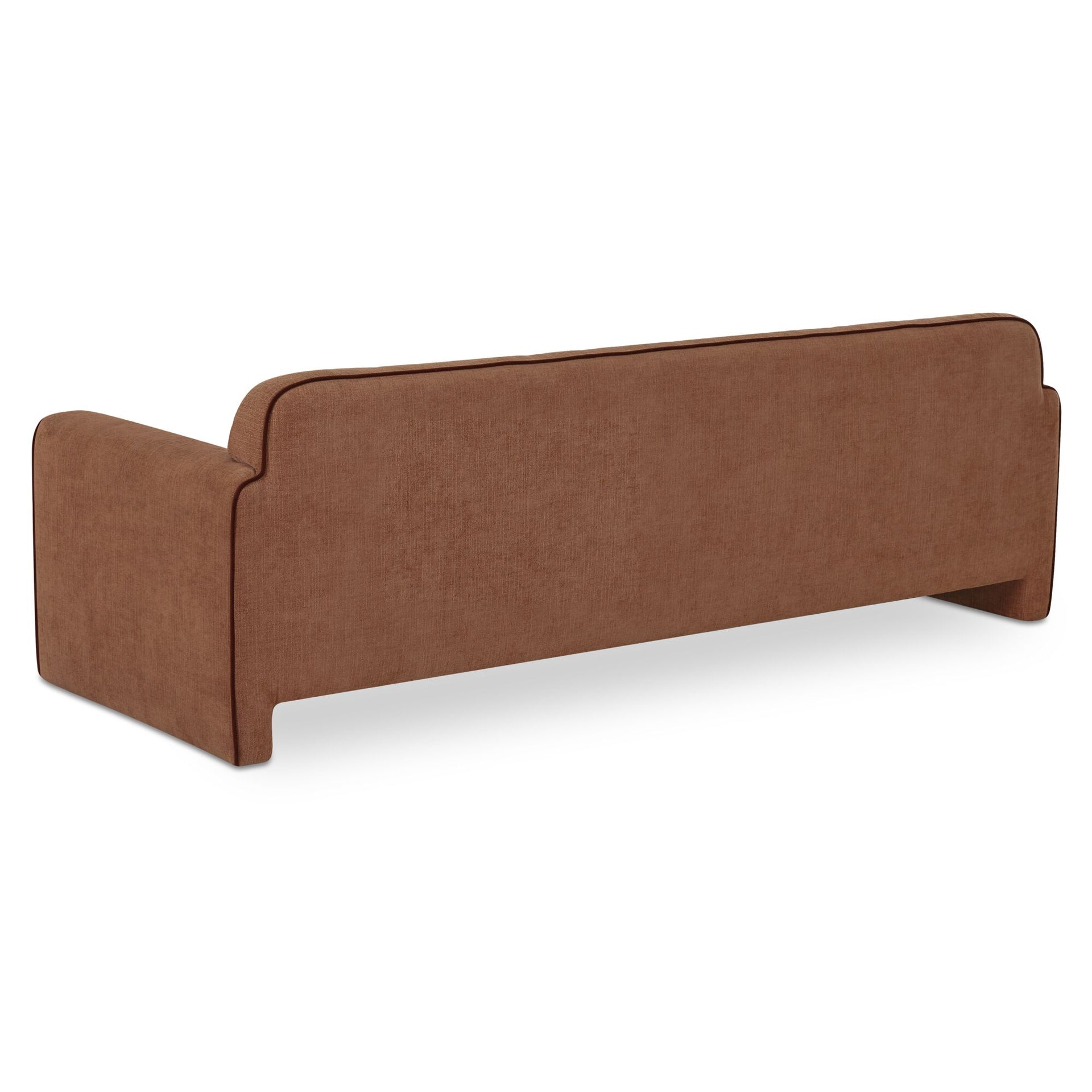Auden Sofa, Polyester Upholstery, Contrast Piping, Three-Seat, Light Brown
