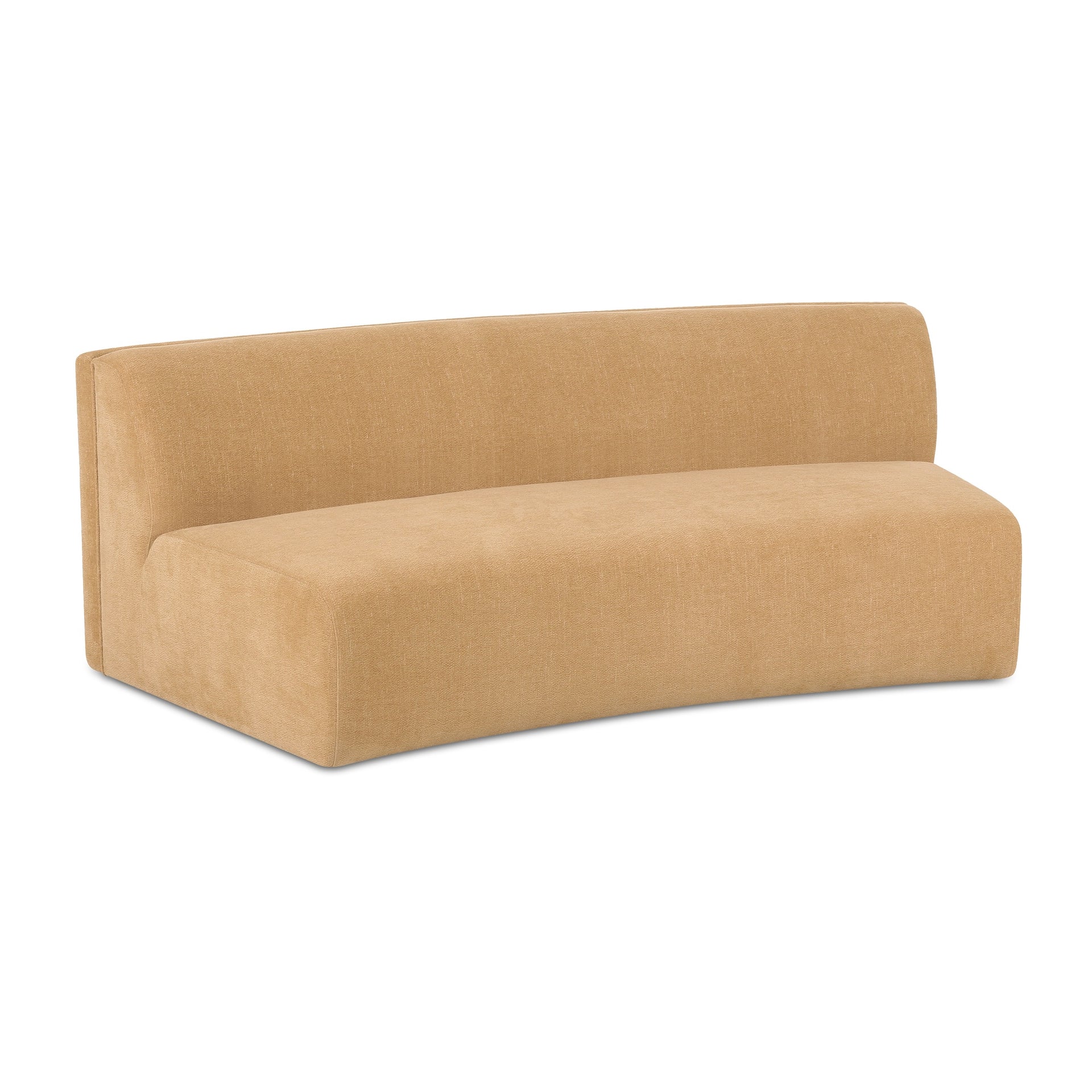 Vera Concave Modular Sofa, Polyester Fabric, Plywood Frame, Two Components, Seats 2, Golden Yellow