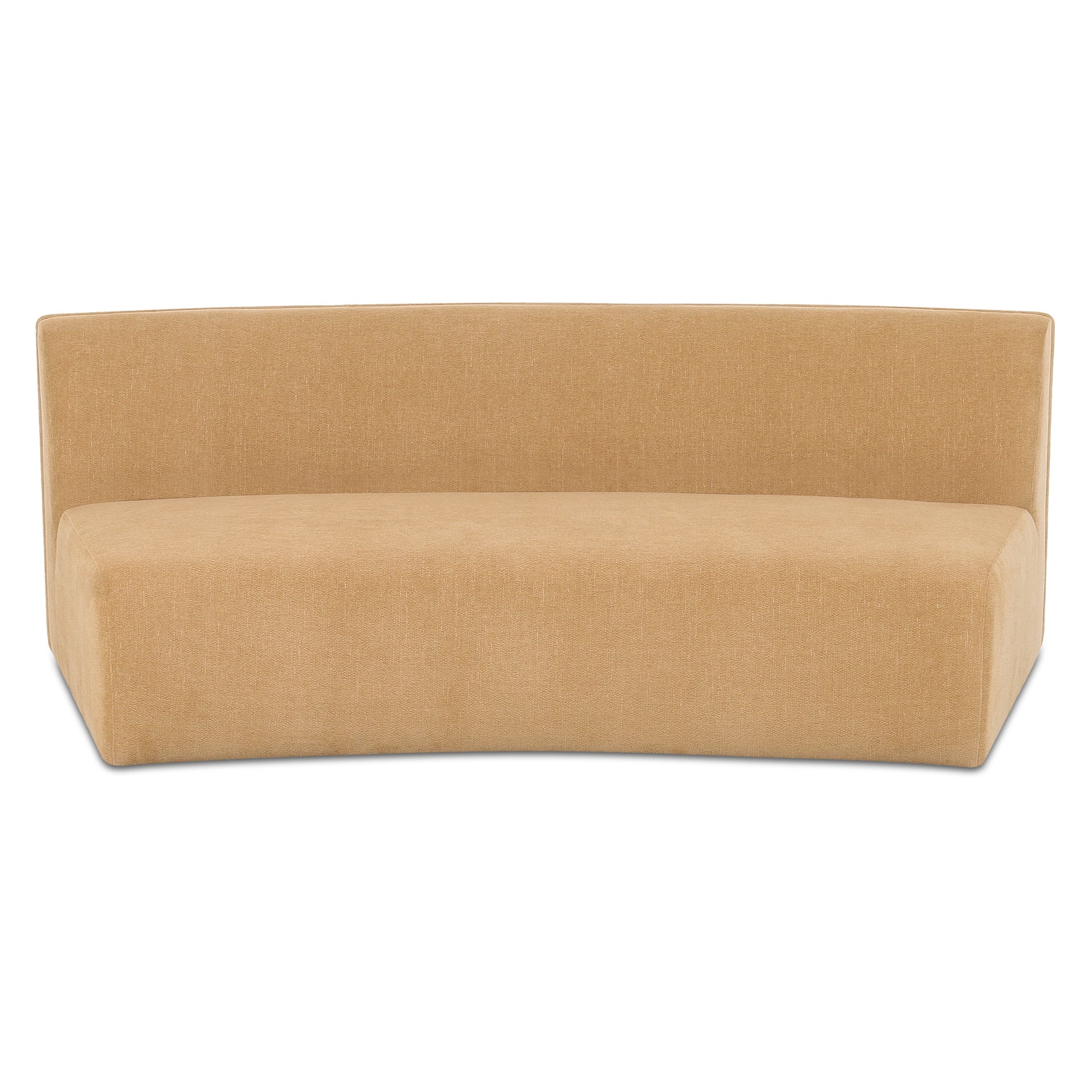 Vera Concave Modular Sofa, Polyester Fabric, Plywood Frame, Two Components, Seats 2, Golden Yellow