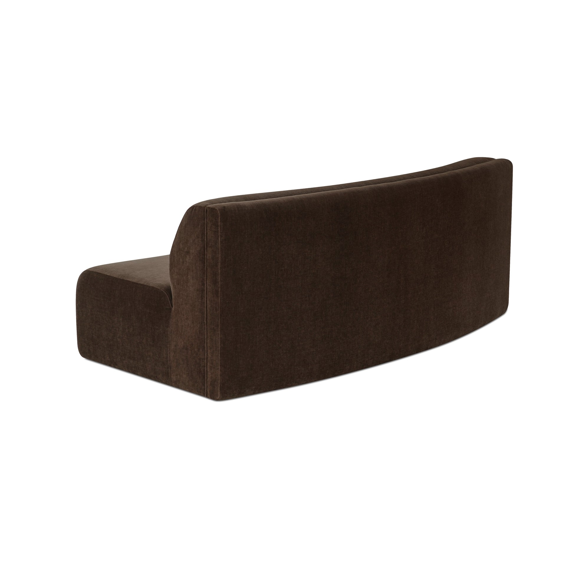 Vera Concave Modular Sofa, Polyester Fabric, Plywood Frame, Two Components, Seats 2, Dark Brown