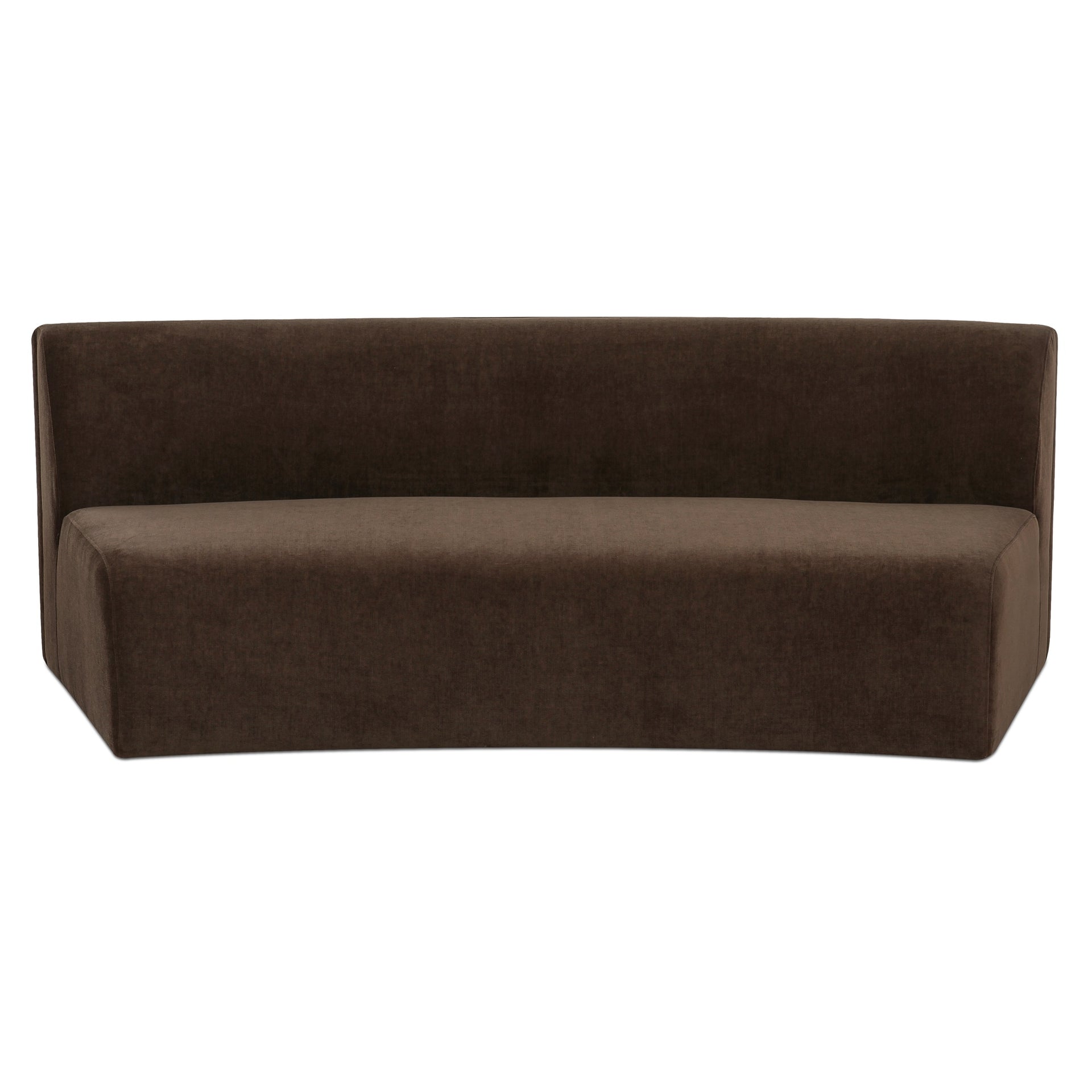 Vera Concave Modular Sofa, Polyester Fabric, Plywood Frame, Two Components, Seats 2, Dark Brown