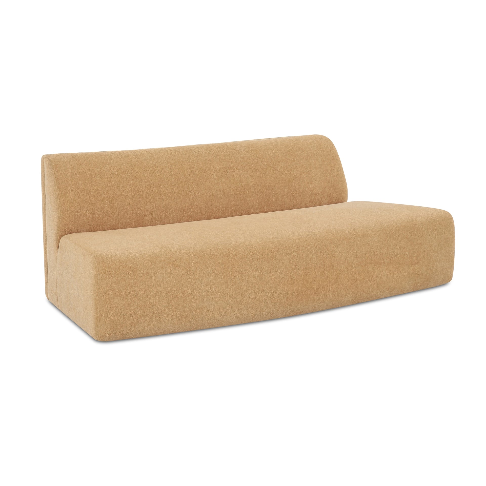 Vera Convex Modular Sofa, Polyester Fabric, Plywood Frame, Two Components, Seats 2, Golden Yellow