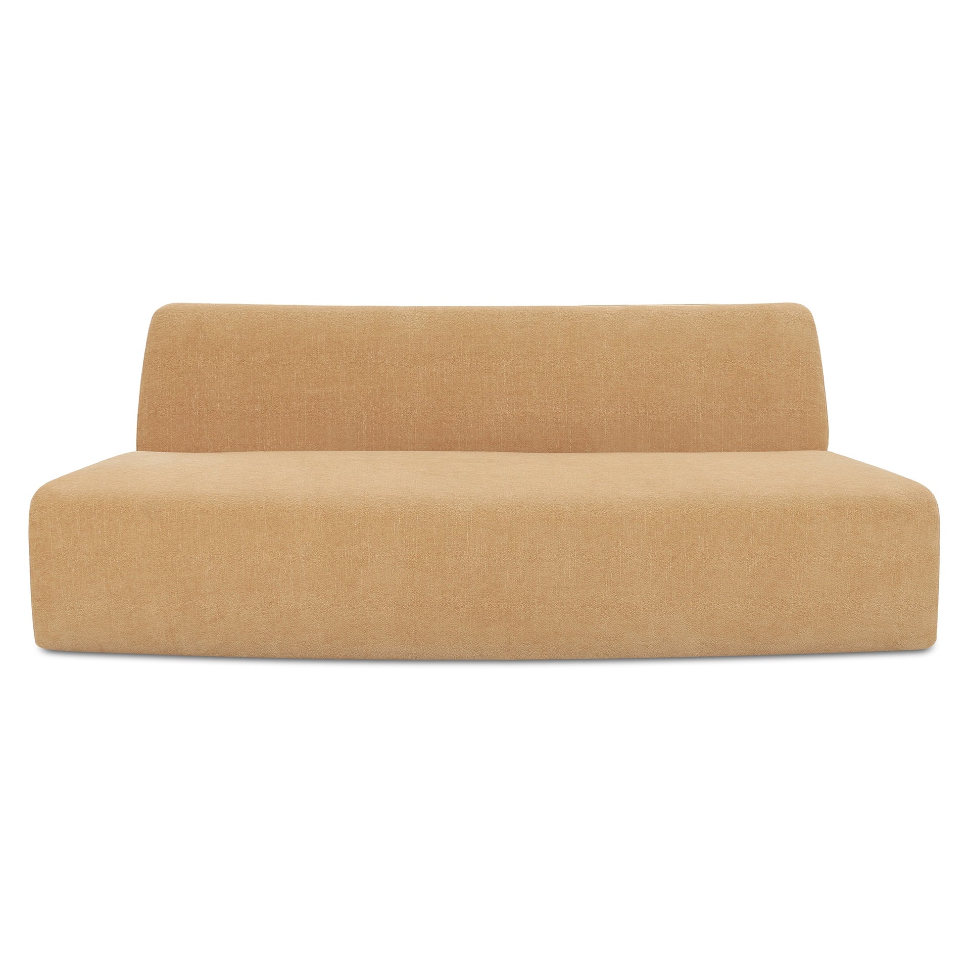 Vera Convex Modular Sofa, Polyester Fabric, Plywood Frame, Two Components, Seats 2, Golden Yellow