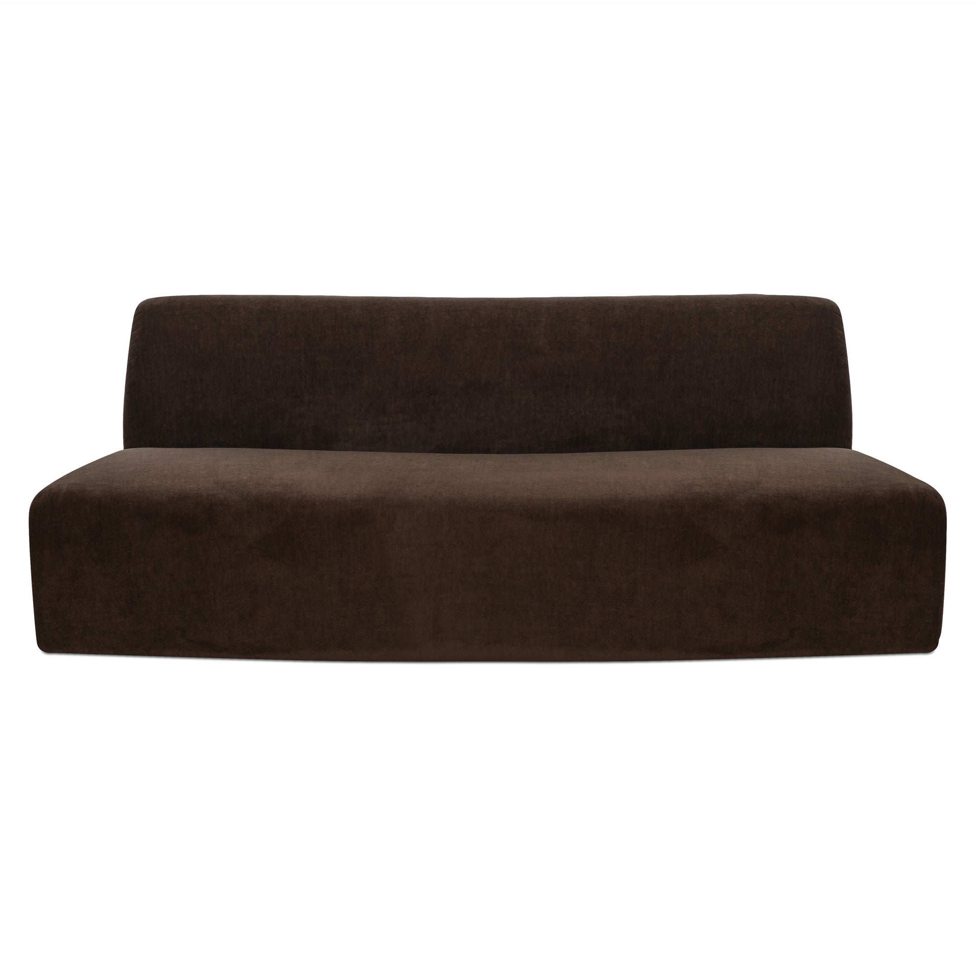 Vera Convex Modular Sofa, Polyester Fabric, Plywood Frame, Two Components, Seats 2, Dark Brown