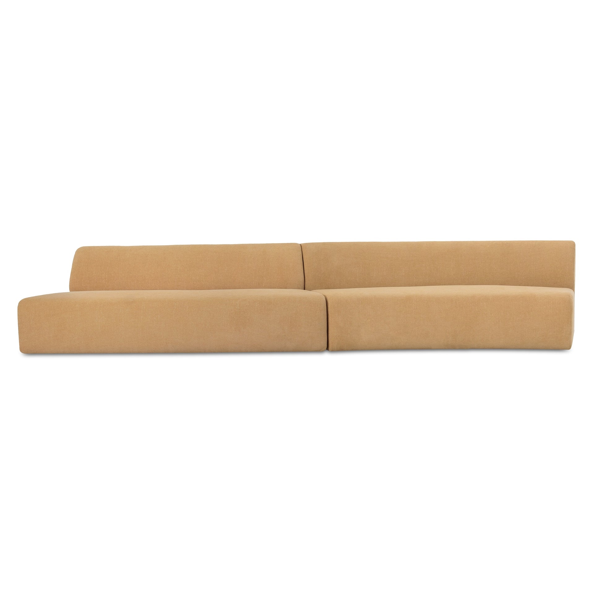 Vera Wave Modular Sectional, Polyester Fabric, Plywood Frame, Two Piece, Seats 4, Golden Yellow
