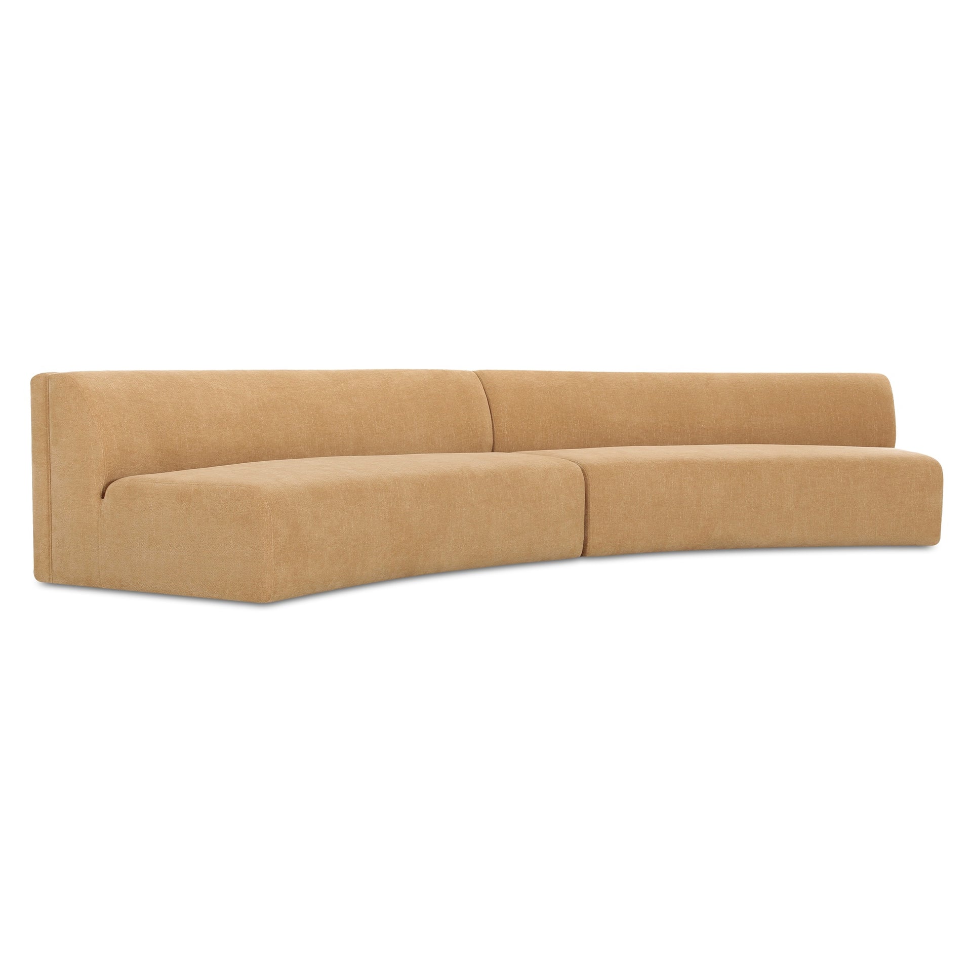 Vera Modular Sectional, Polyester Upholstery, Plywood Frame, Two-Piece Concave Form, Foam and Fiber Fill, Golden Yellow