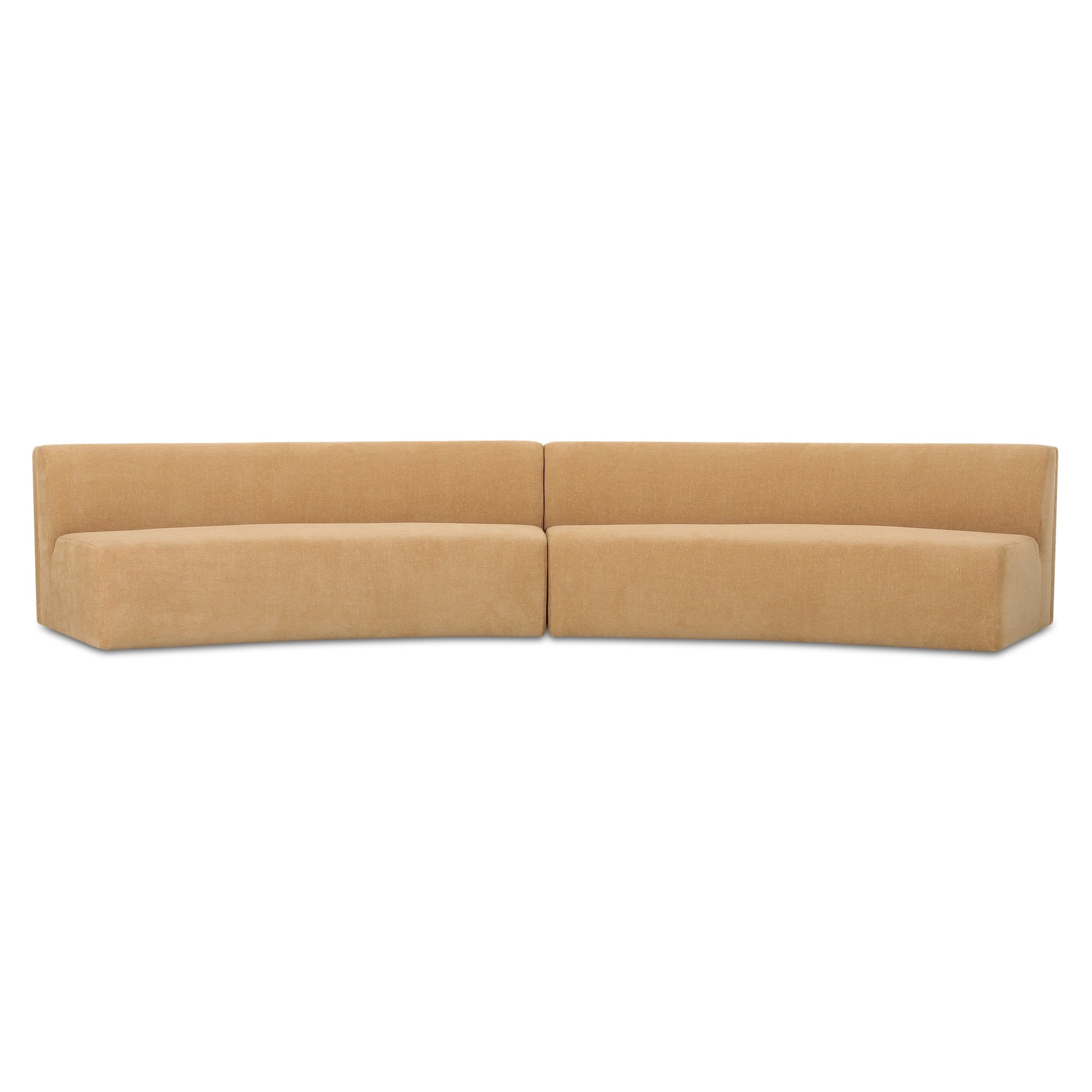 Vera Modular Sectional, Polyester Upholstery, Plywood Frame, Two-Piece Concave Form, Foam and Fiber Fill, Golden Yellow