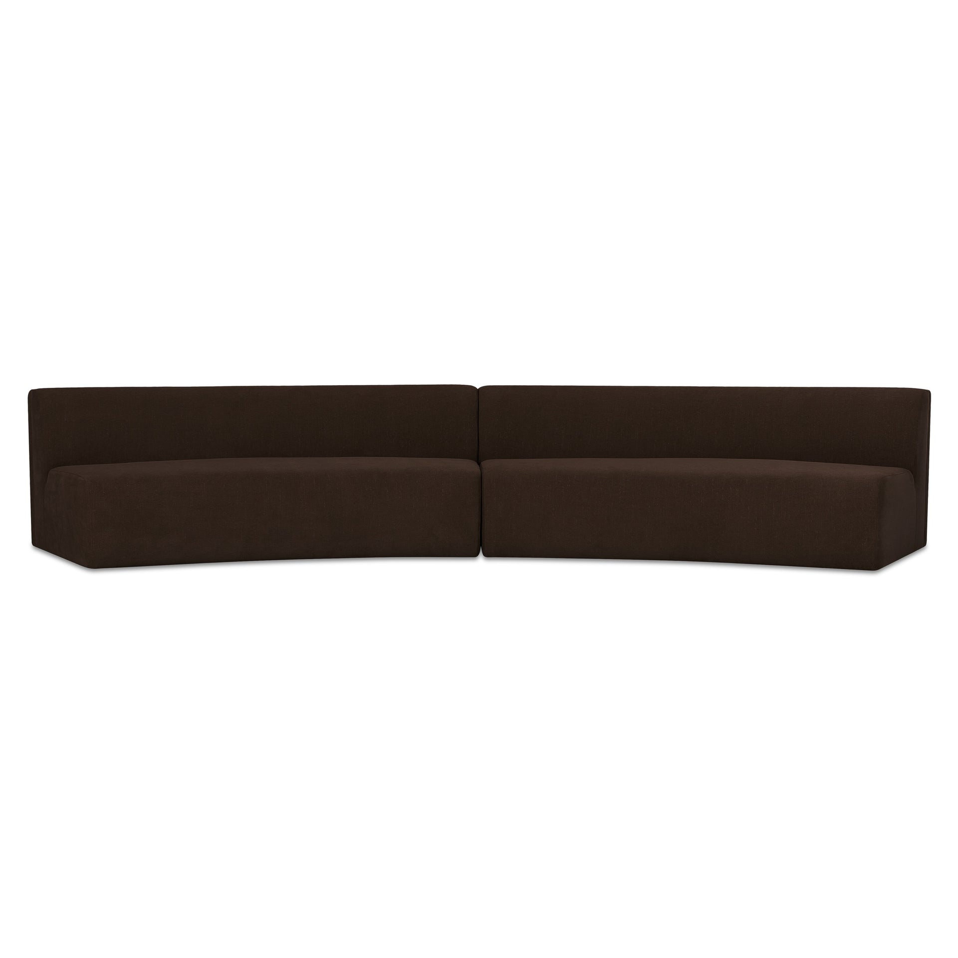 Vera Concave Modular Sectional, Polyester Fabric, Plywood Frame, Two Piece, Seats 4, Dark Brown