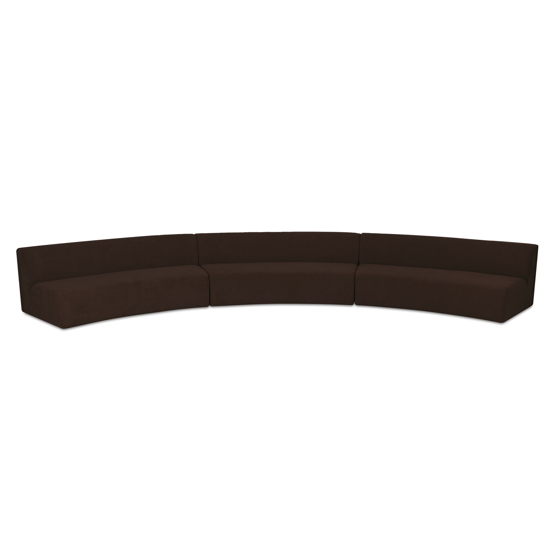 Vera Concave Modular Sectional, Polyester Fabric, Plywood Frame, Three Piece, Seats 6, Dark Brown