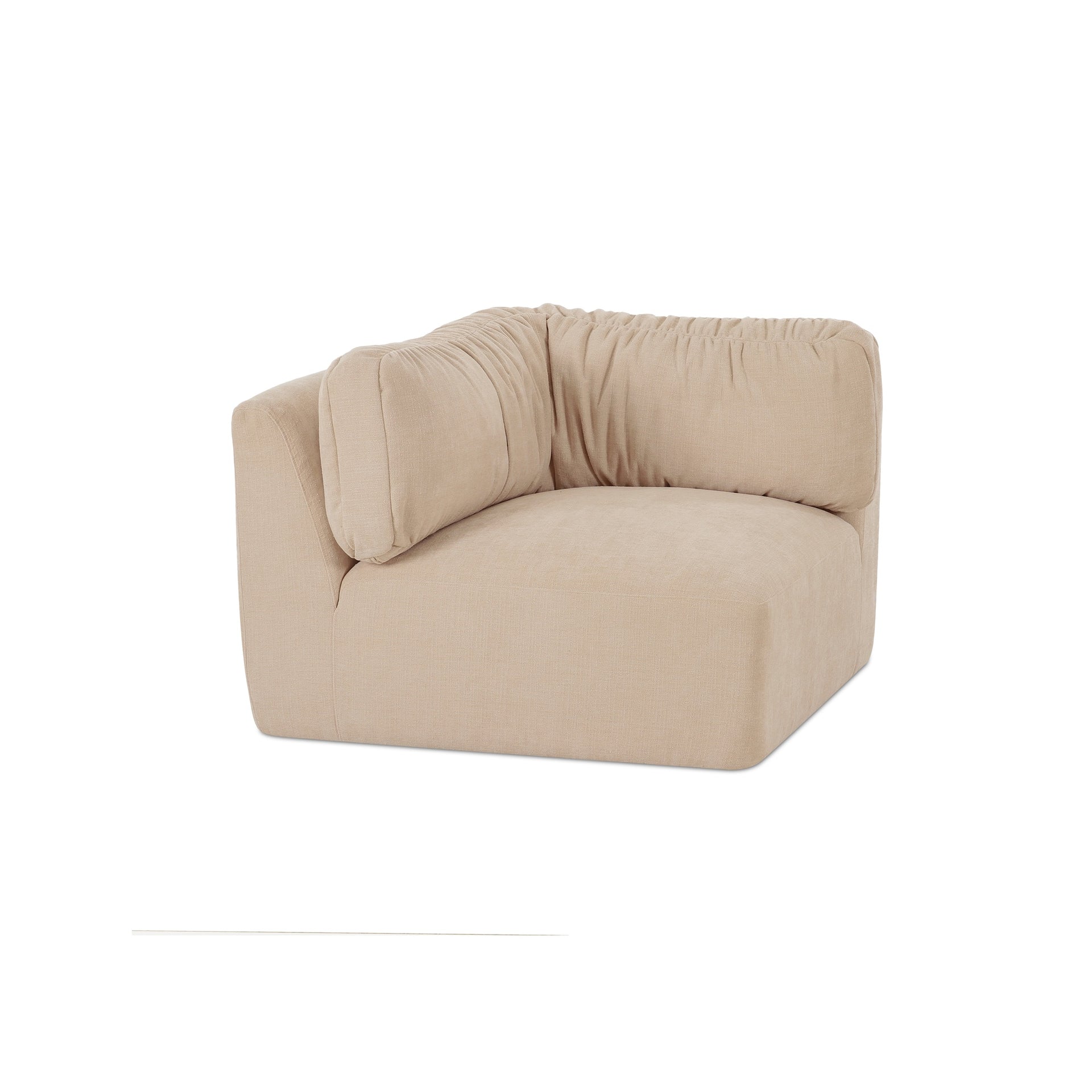 Coraline Corner Chair, Chenille Polyester, Plywood Frame, Modular Design, Faux Feather Fill, Oatmeal