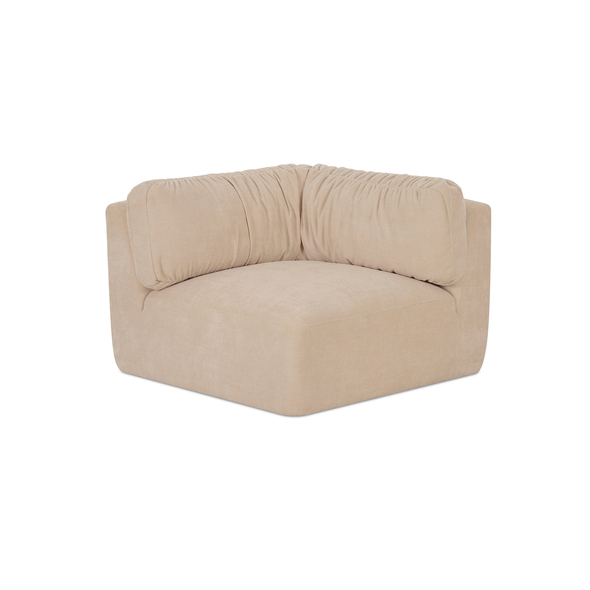 Coraline Corner Chair, Chenille Polyester, Plywood Frame, Modular Design, Faux Feather Fill, Oatmeal