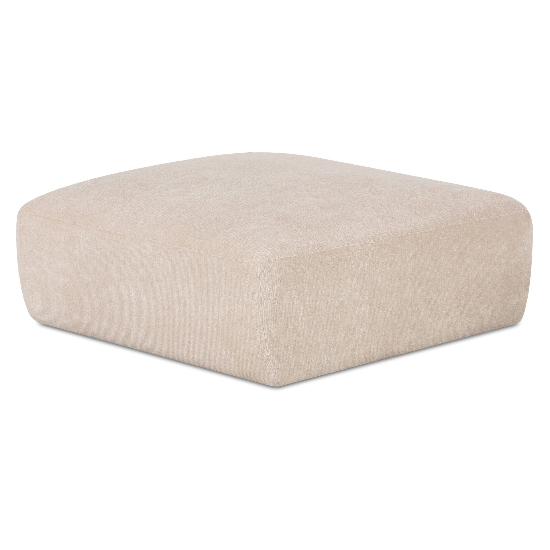 Coraline Ottoman, Chenille Polyester, Plywood Frame, Modular Design, Oatmeal
