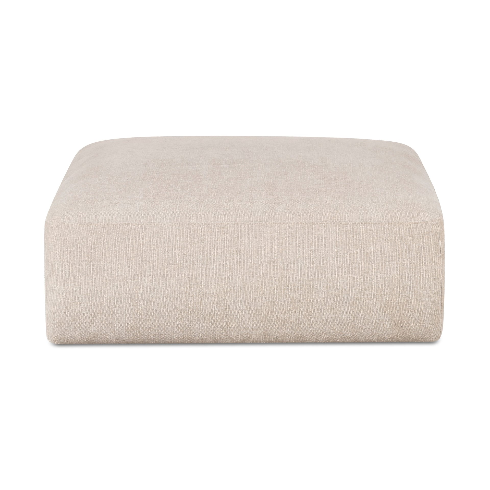 Coraline Ottoman, Chenille Polyester, Plywood Frame, Modular Design, Oatmeal