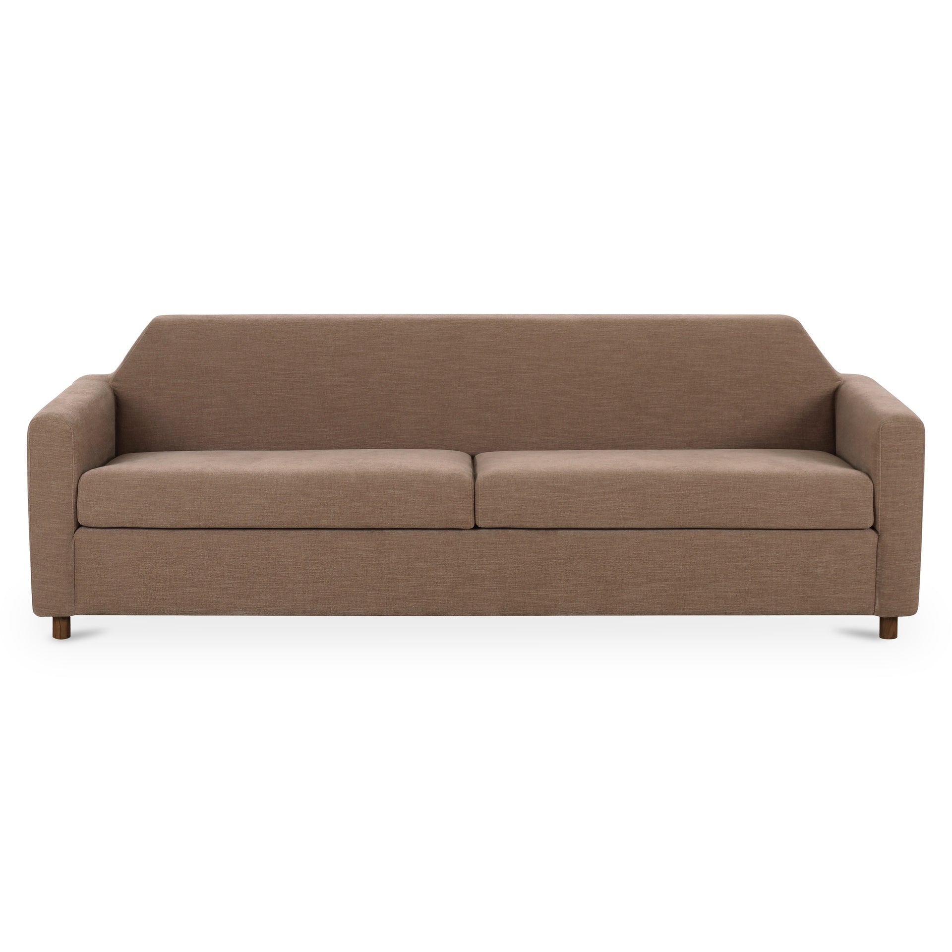 Maribelis Sofa, Mid-Century Angled Back and Bench Seat, Linen-Blend Upholstery, Seats 3, Soft Brown