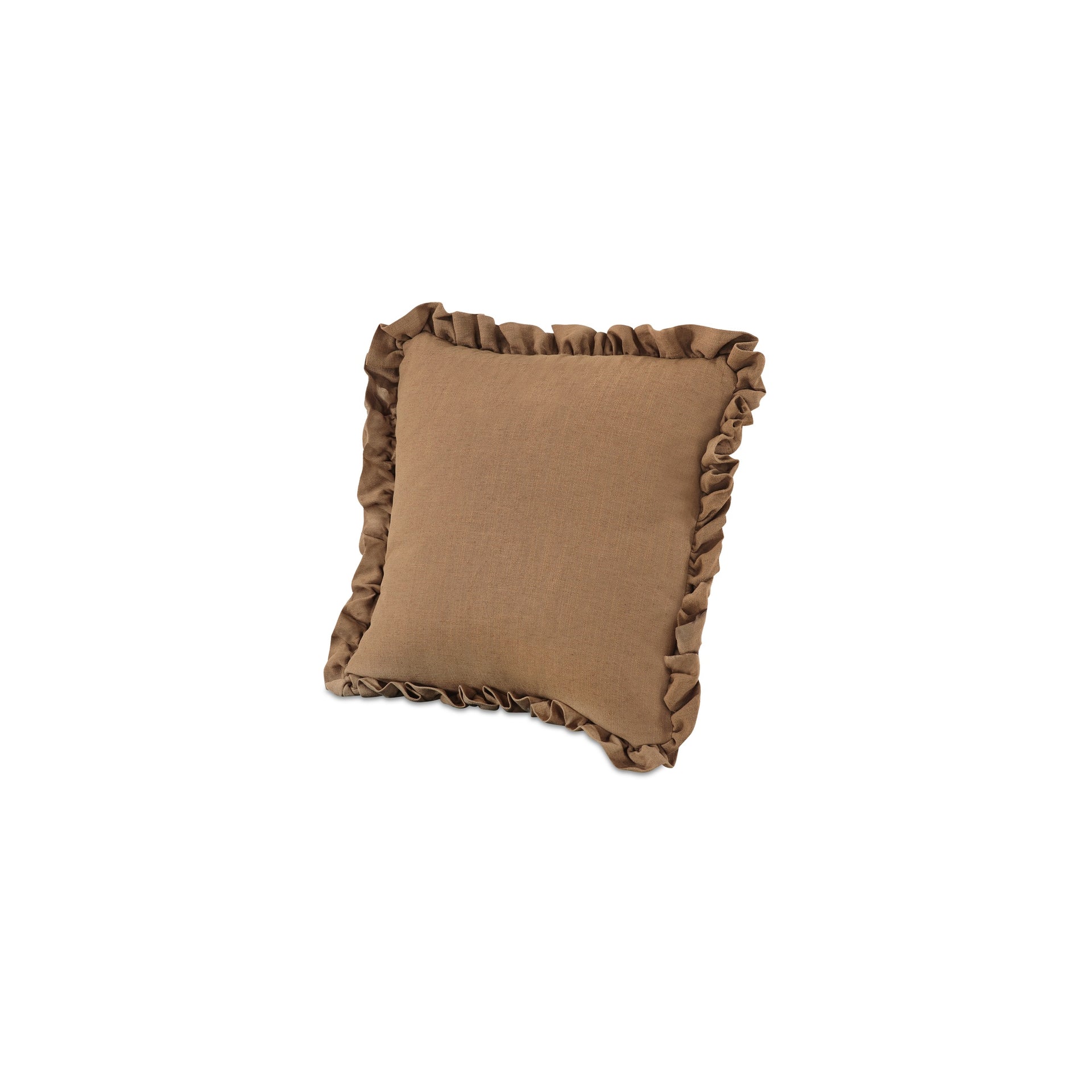 Selenne 20 in. Pillow, Square, Linen-Blend Fabric, Ruffle Trim Ginger