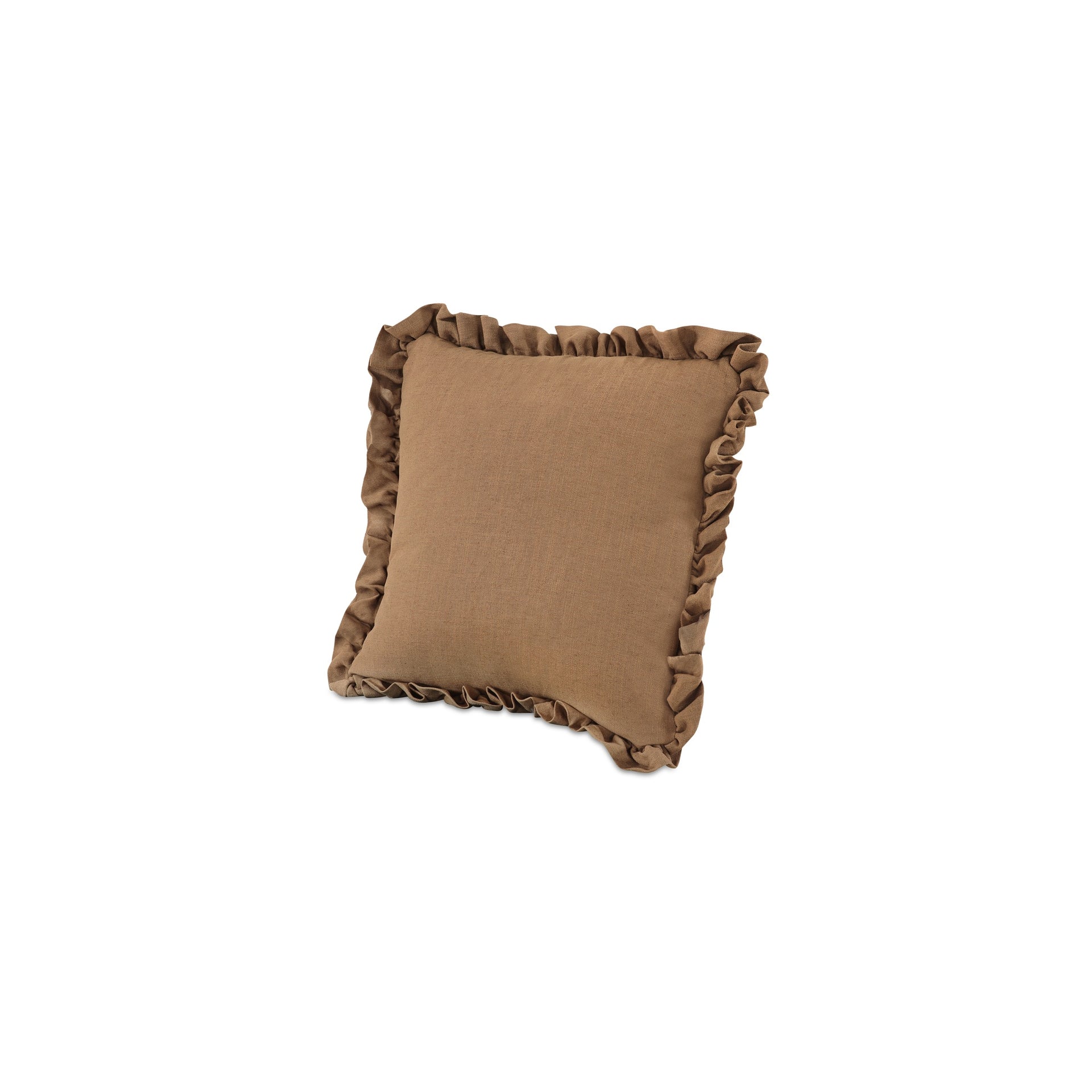 Selenne 25 in. Pillow, Square, Linen-Blend Fabric, Ruffle Trim Ginger