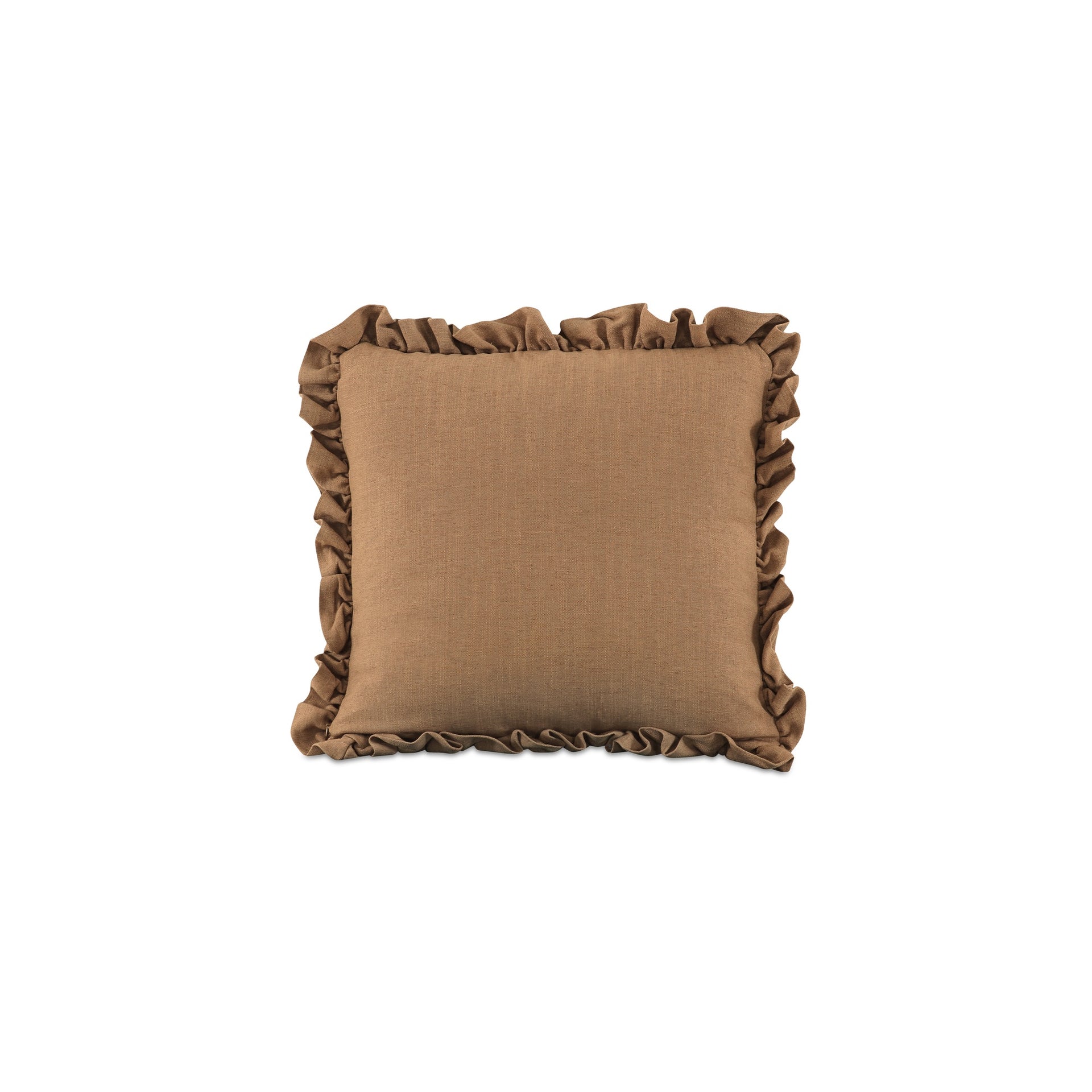 Selenne 25 in. Pillow, Square, Linen-Blend Fabric, Ruffle Trim Ginger