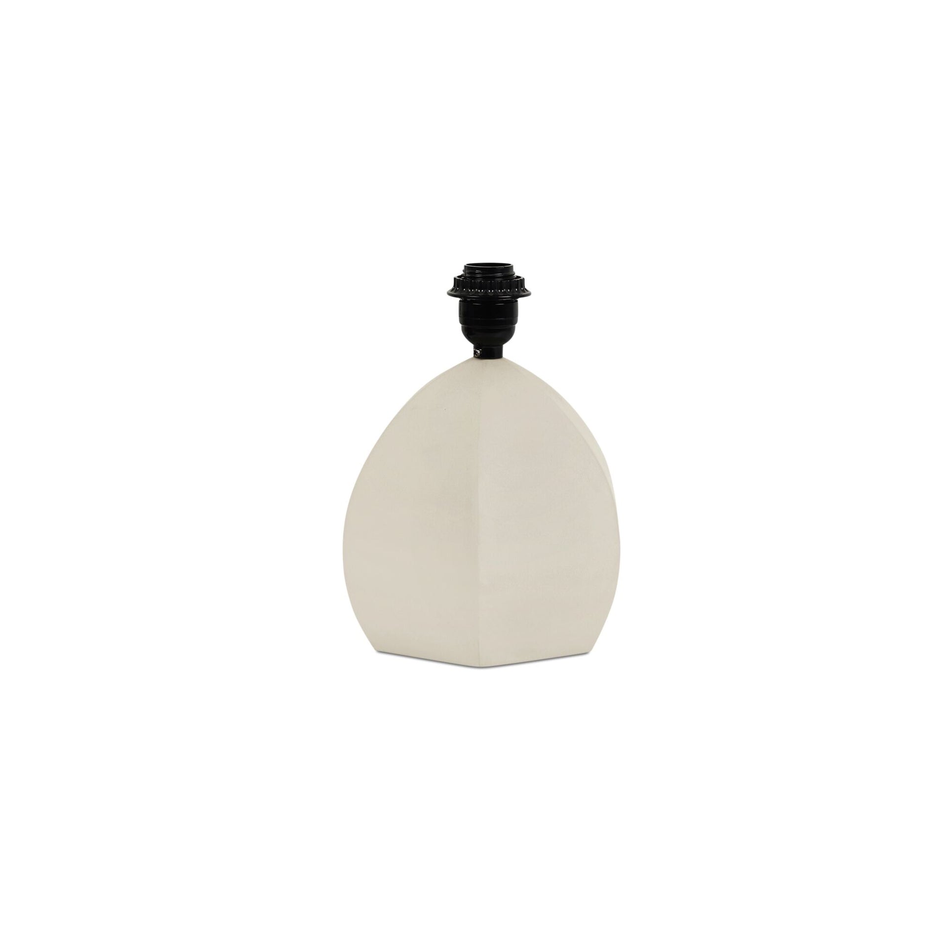 Graham Table Lamp, Round Metal, Powder-Coated Finish, Angled Cotton Shade, White