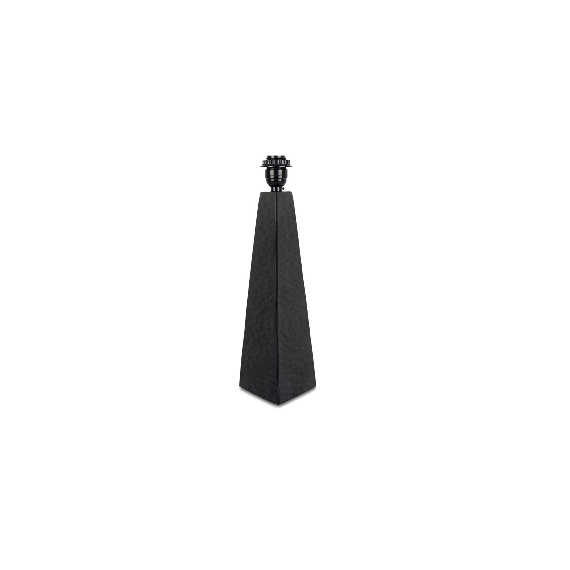 Thierry Table Lamp, Triangular Hammered Metal, Angled Cotton Shade, Aged Black Finish