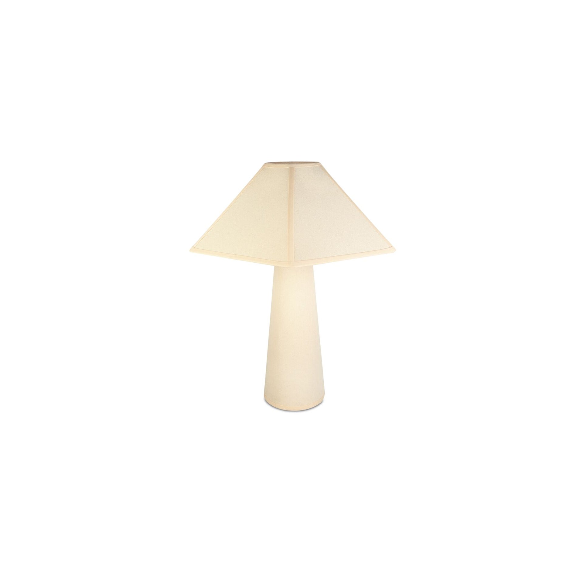 Rory Table Lamp, Geometric Cotton Wrapped Shade, Iron Base, Cream