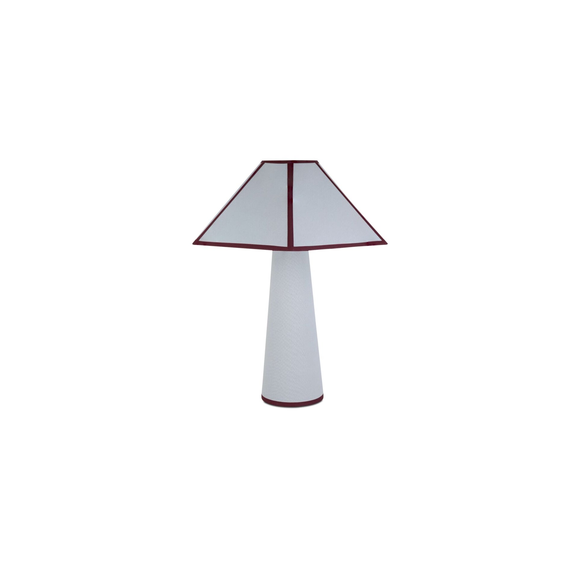 Rory Table Lamp, Geometric Cotton Wrapped Shade, Contrast Piping, Iron Base, Light Blue