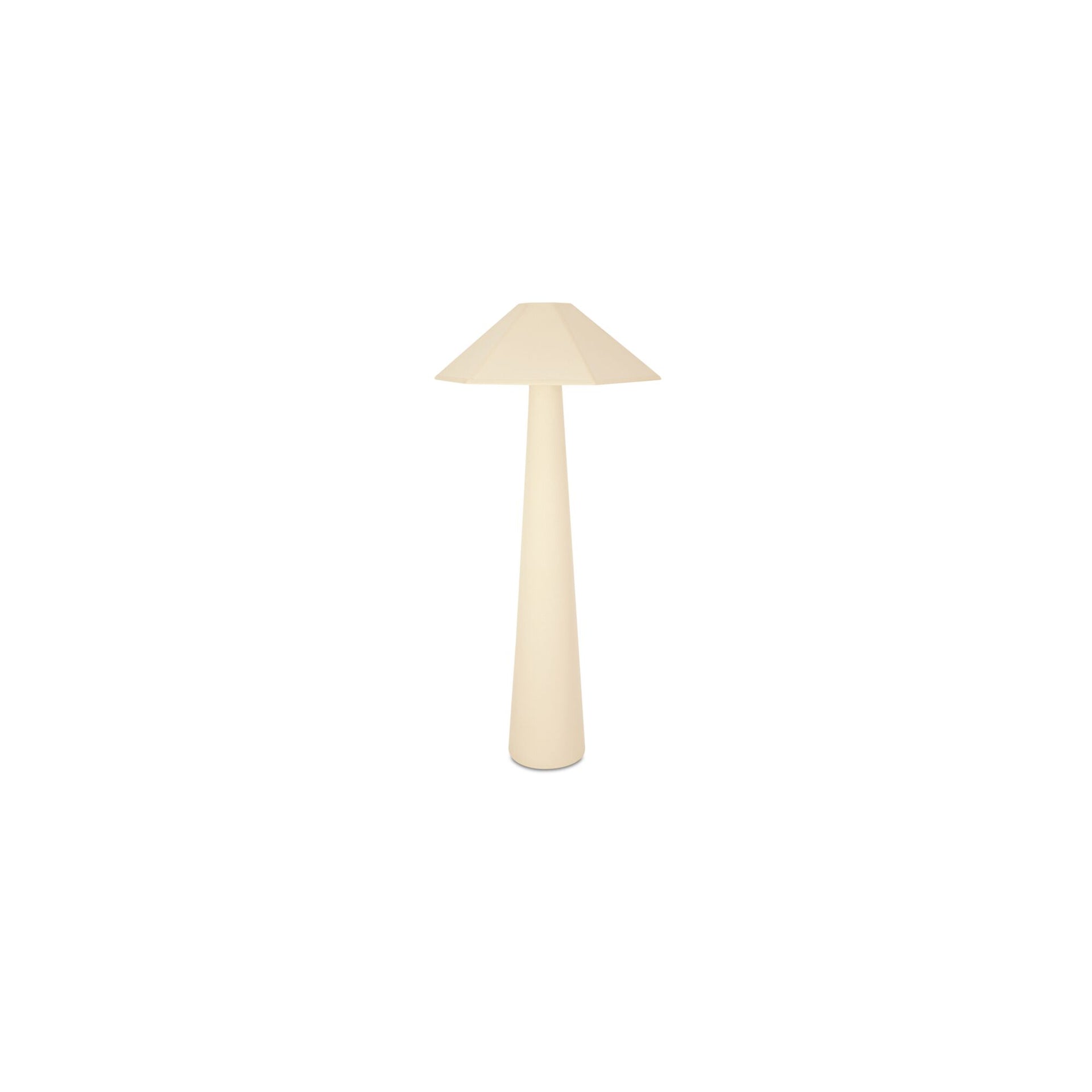 Rory Floor Lamp, Geometric Fabric Wrapped Shade, Tonal Piping, Iron Base, Cream