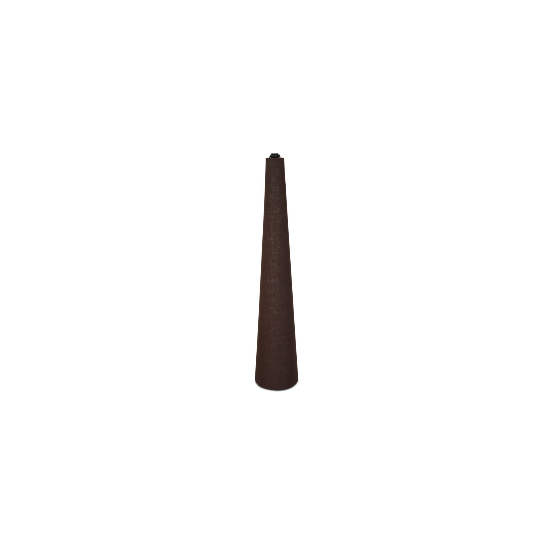 Rory Floor Lamp, Geometric Linen and Cotton Wrapped Shade, Tonal Piping, Iron Base, Dark Brown