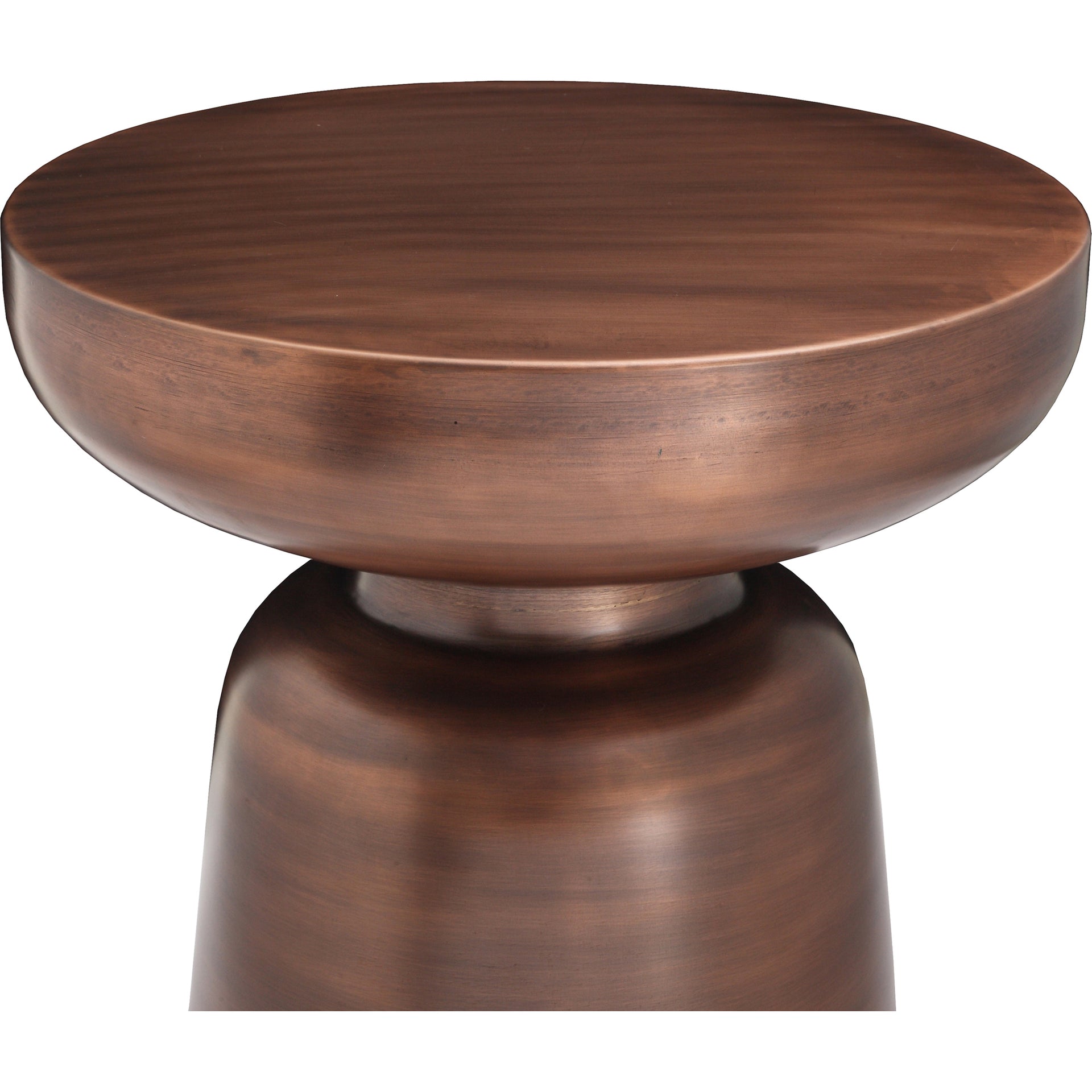 Theo Accent Table, Round Polished Metal, Antique Copper Finish
