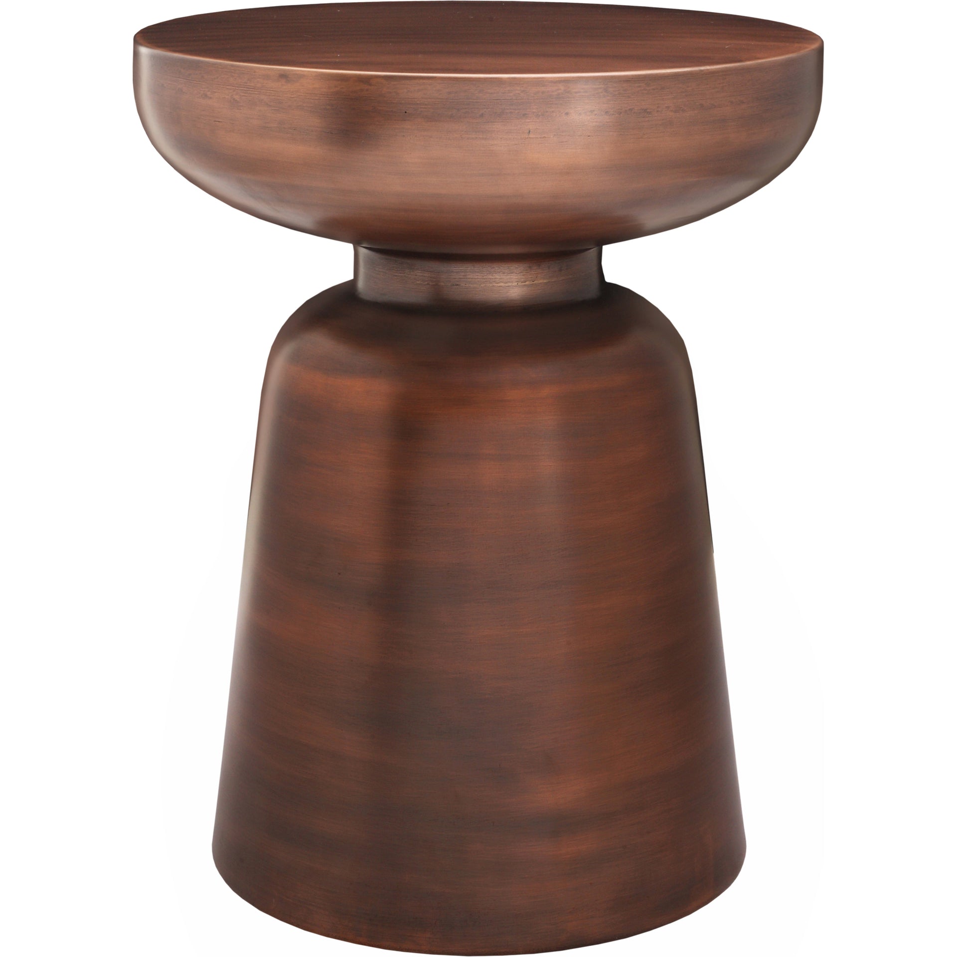 Theo Accent Table, Round Polished Metal, Antique Copper Finish