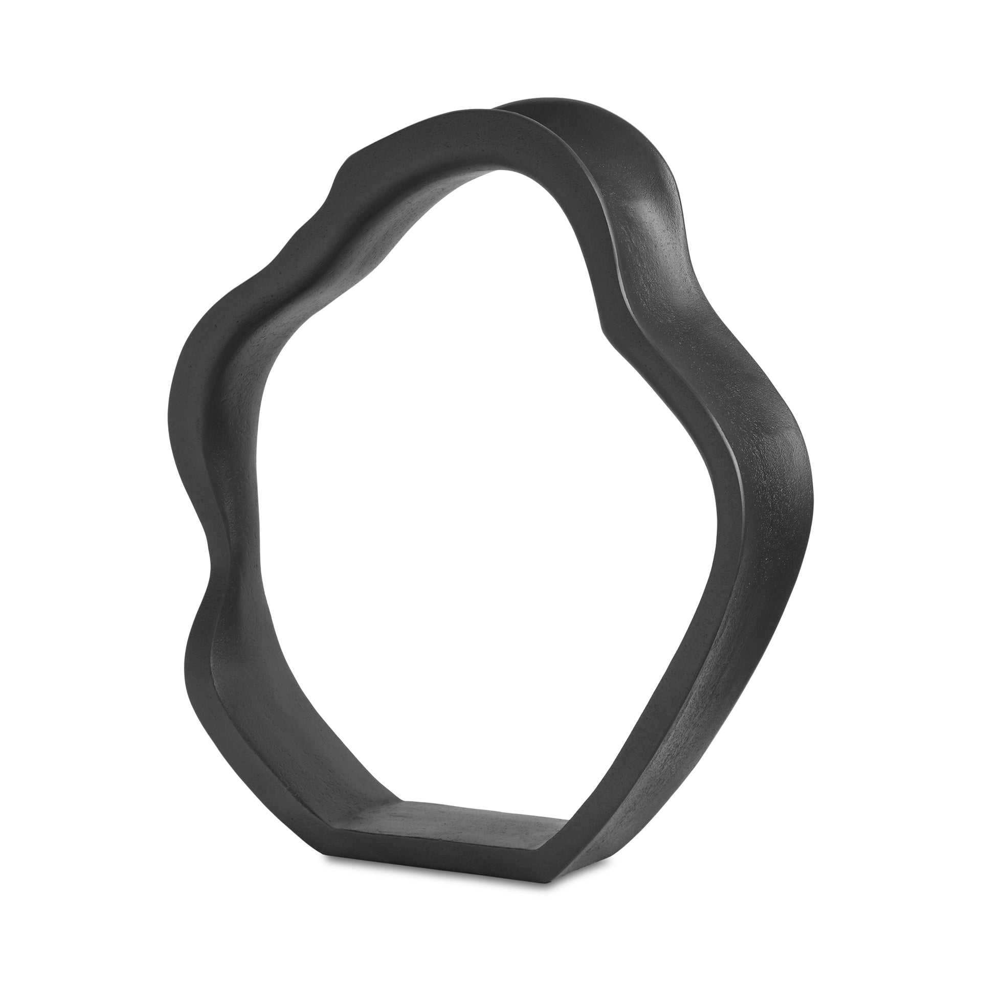 Veylan Tabletop Sculpture, Freeform Curved Lines Iron Freestanding, Black