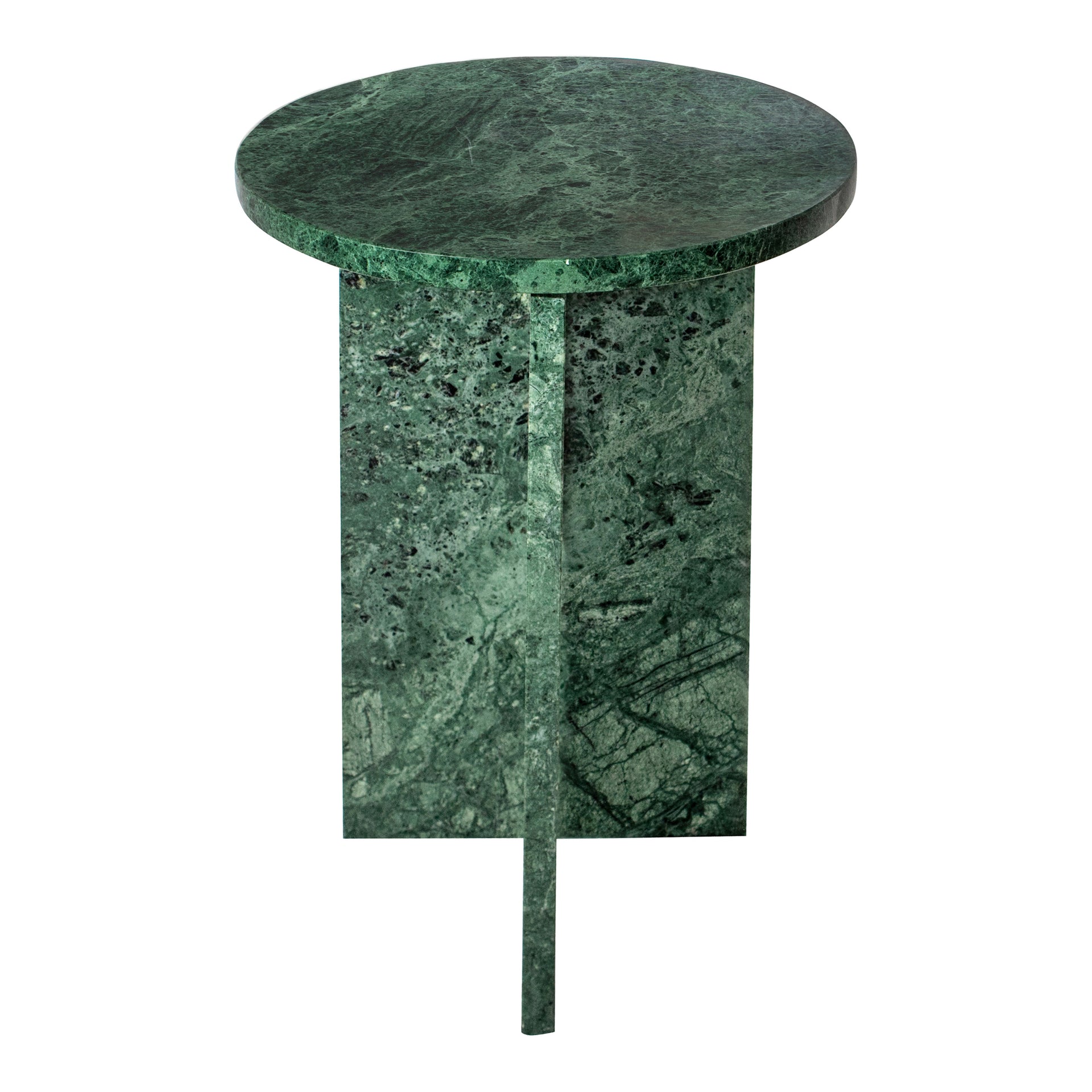 Calix - Contemporary Round Accent Table with Solid Green Marble