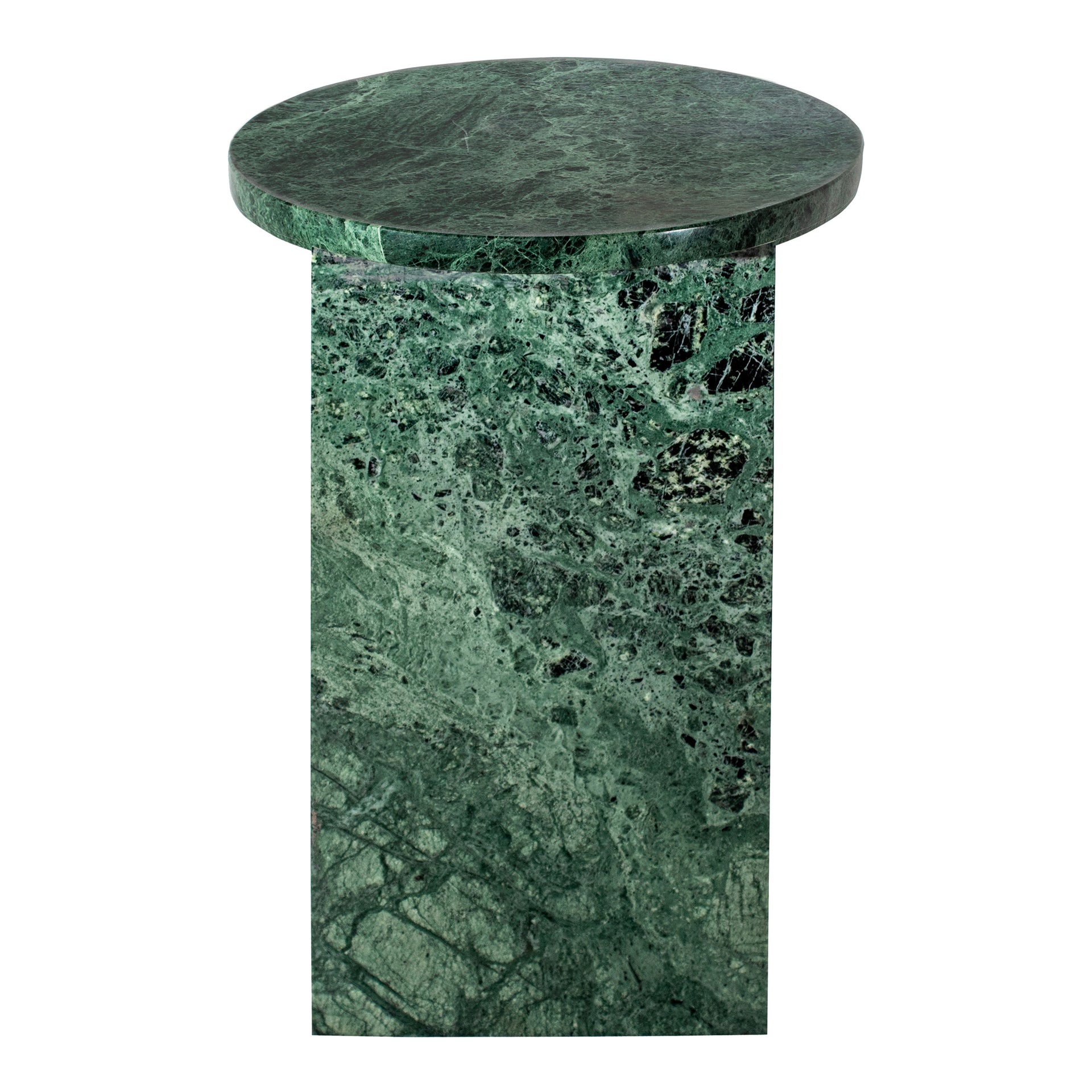 Calix - Contemporary Round Accent Table with Solid Green Marble
