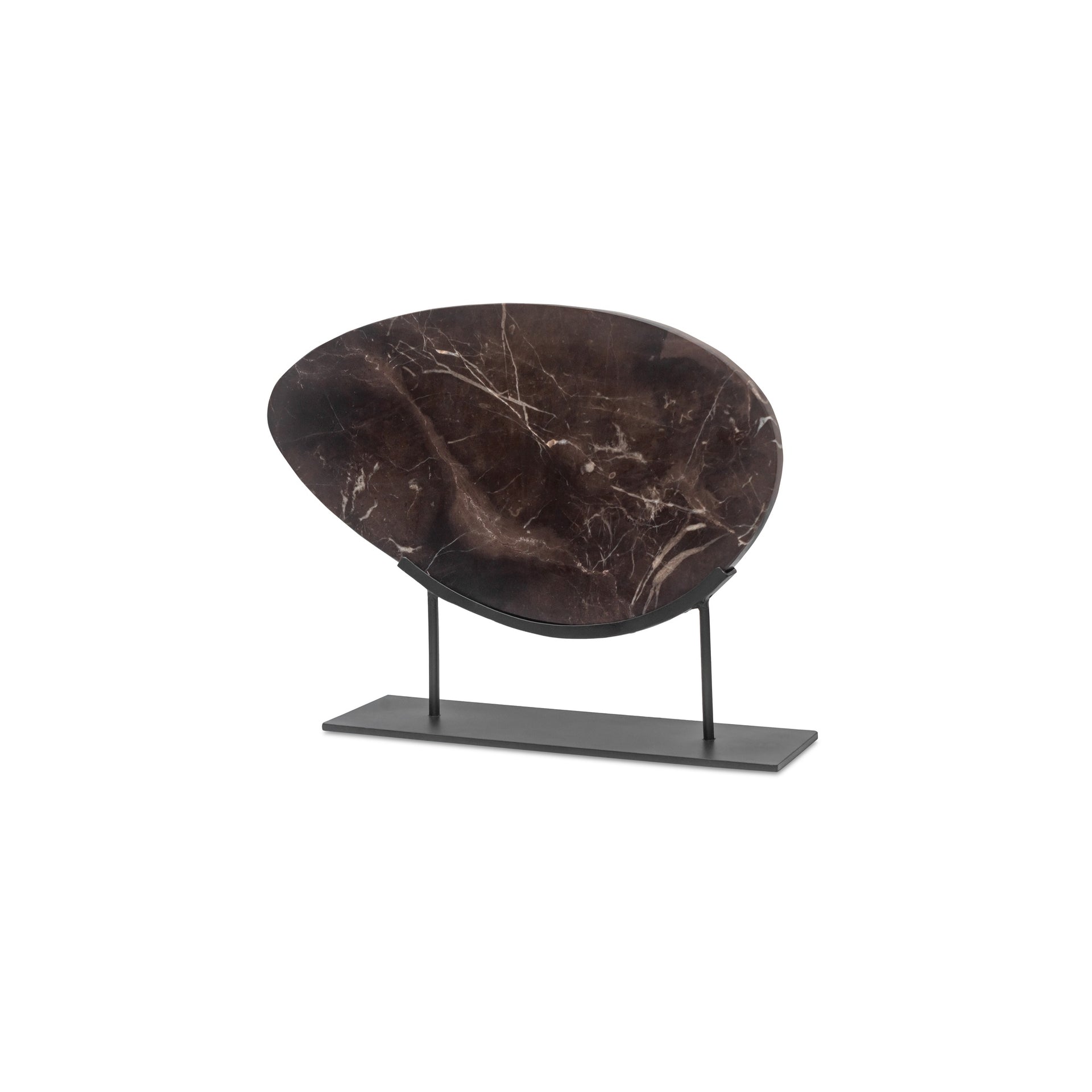 Renlo Sculpture, Freeform Saint Laurent Marble with Black Steel Base, Saint Laurent Marble