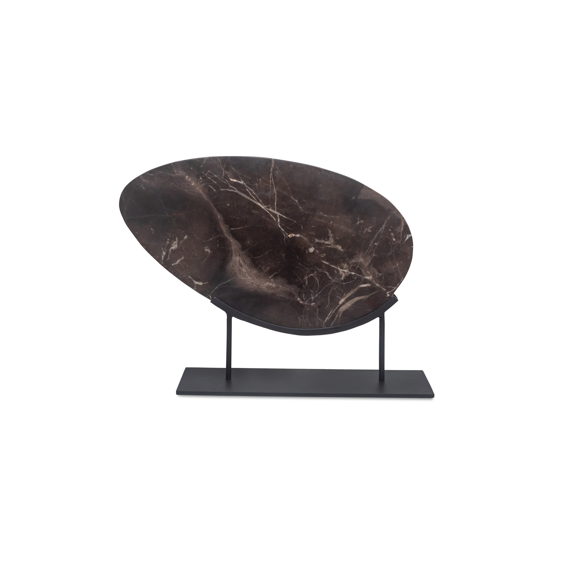Renlo Sculpture, Freeform Saint Laurent Marble with Black Steel Base, Saint Laurent Marble
