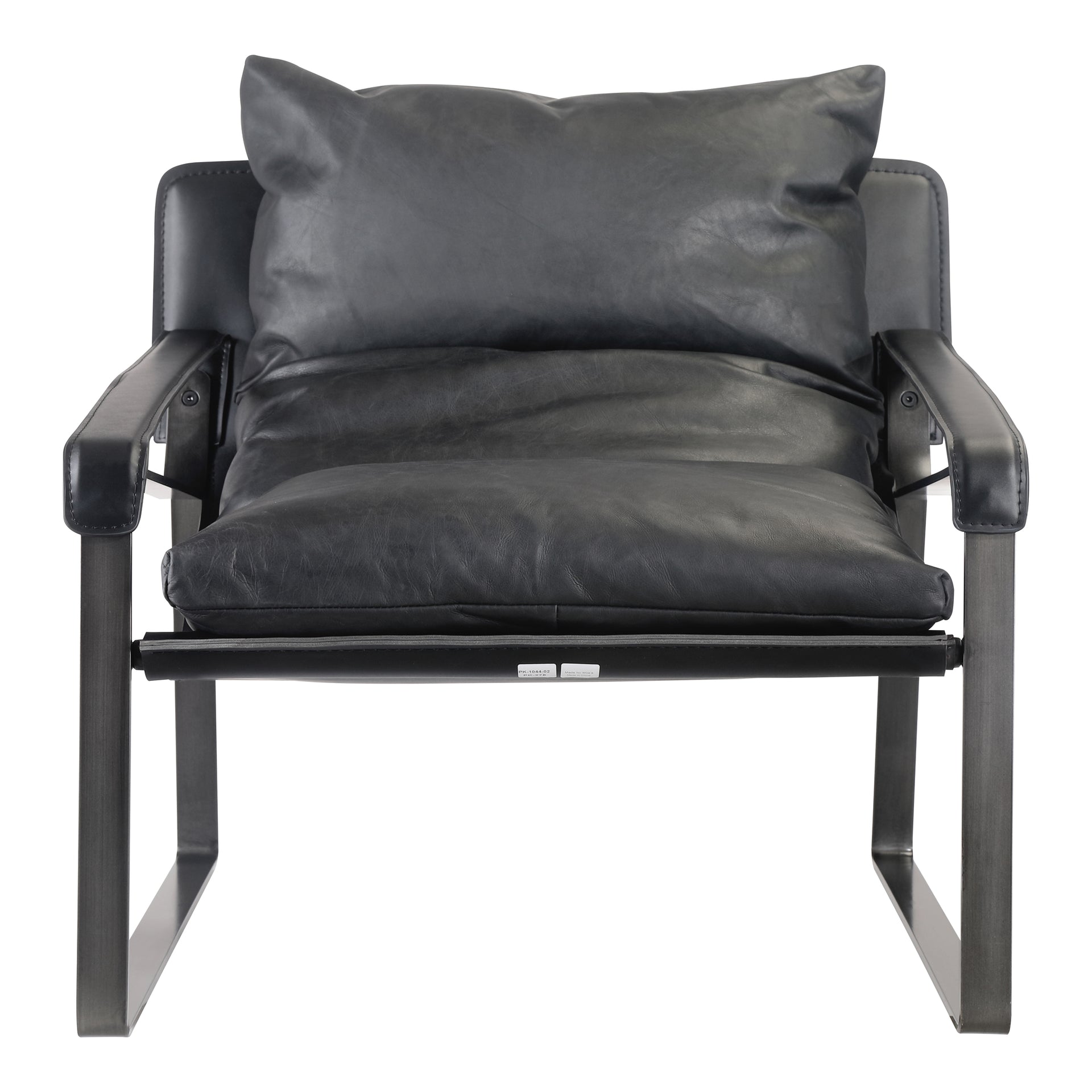 Newton - Club Chair with Top Grain Leather in Black