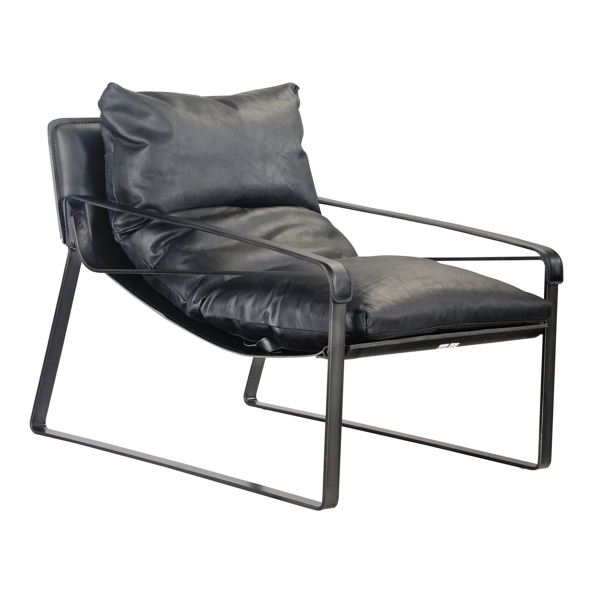 Newton - Club Chair with Top Grain Leather in Black