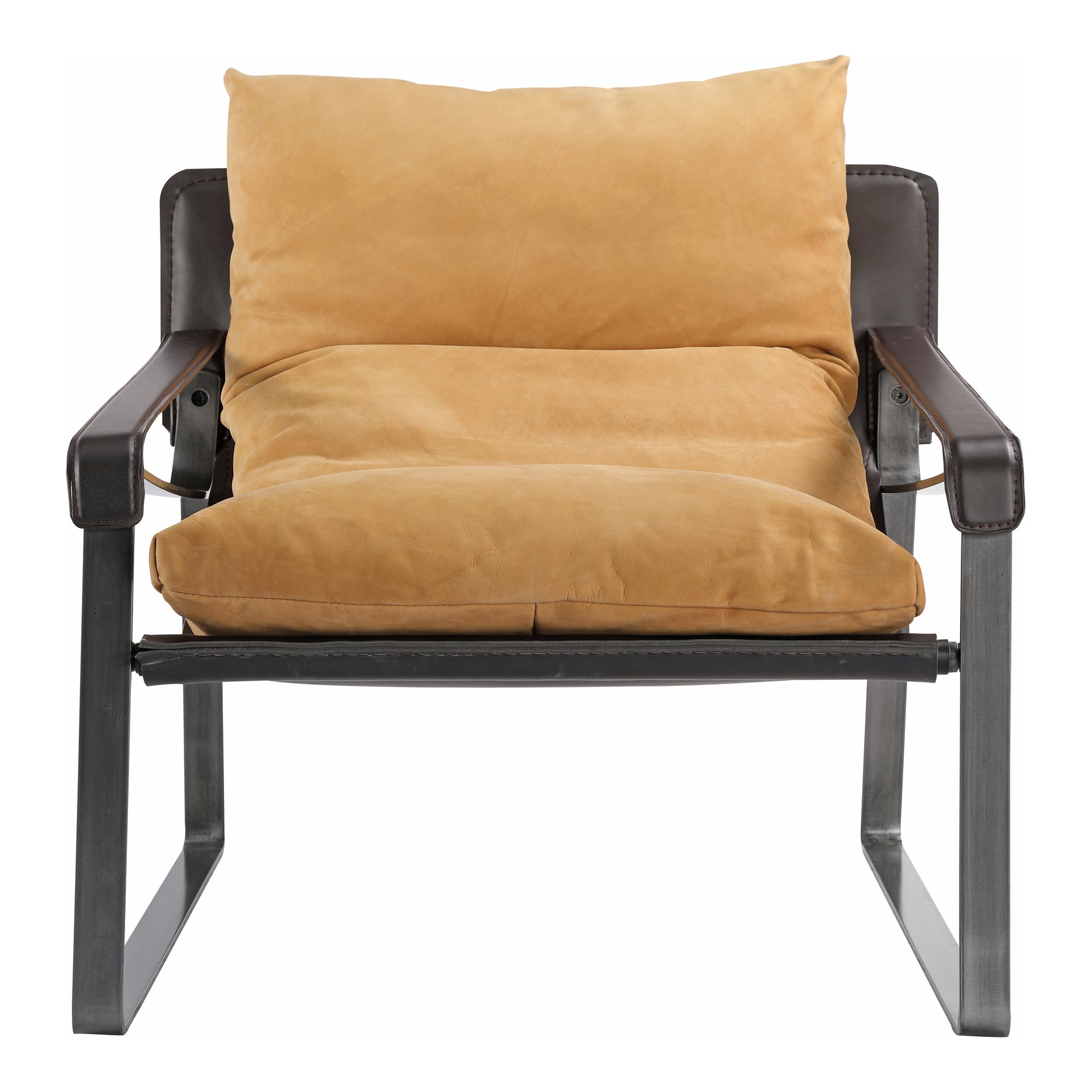 Newton Accent Chair, Modern Top-Grain Leather, Bonded Leather Support, Tan