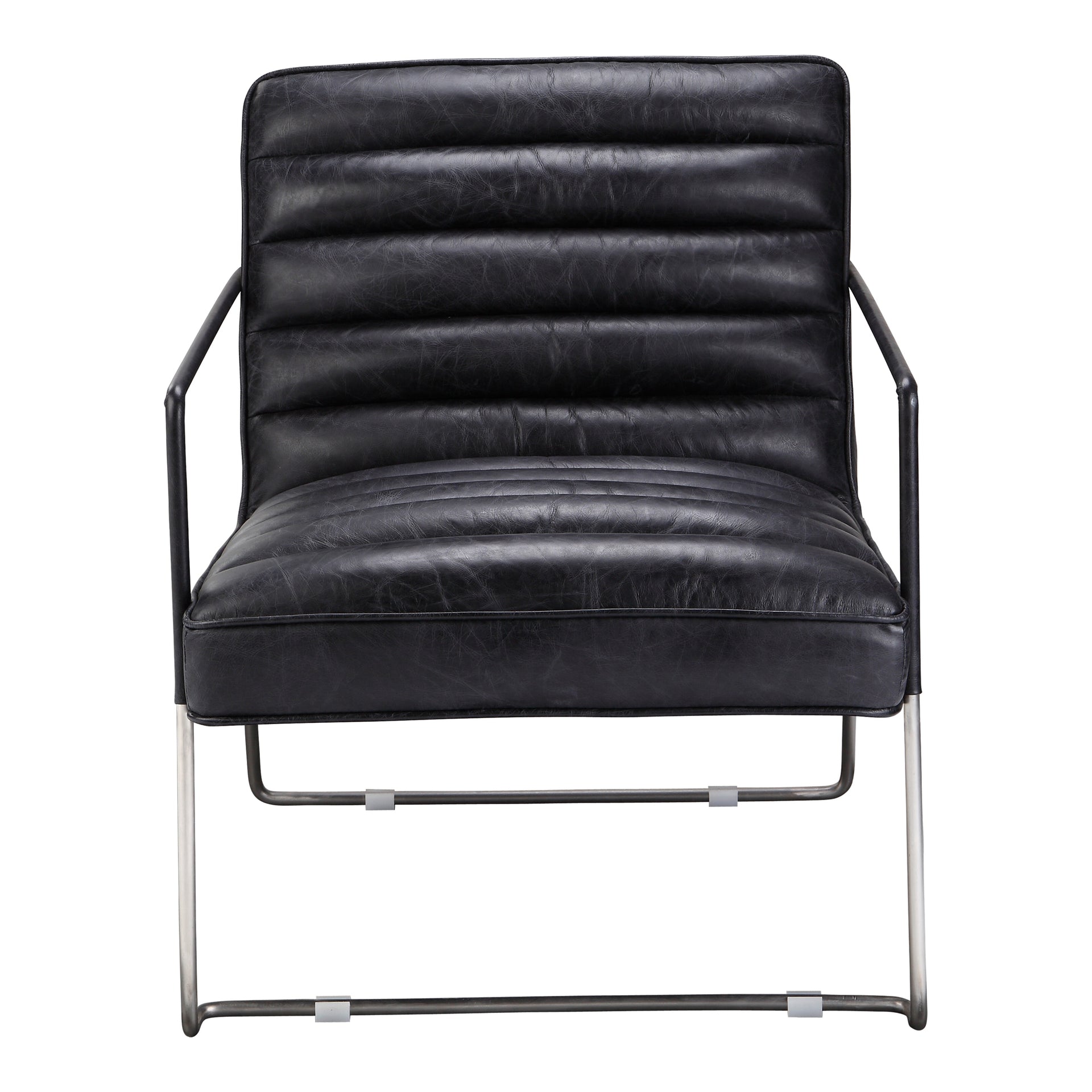 Talon Club Chair - Sturdy Iron Frame with Leather in Black