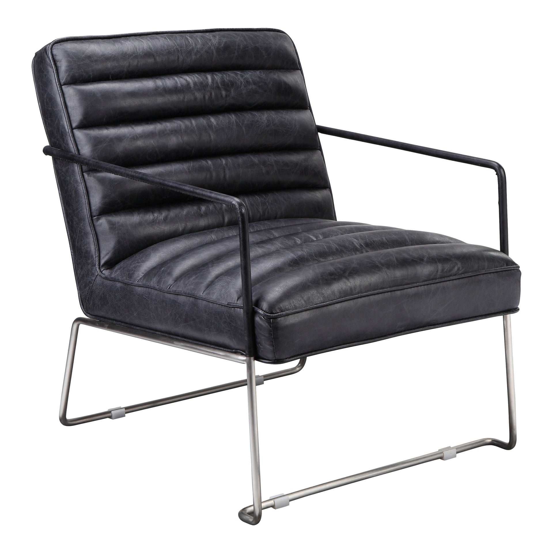 Talon Club Chair - Sturdy Iron Frame with Leather in Black