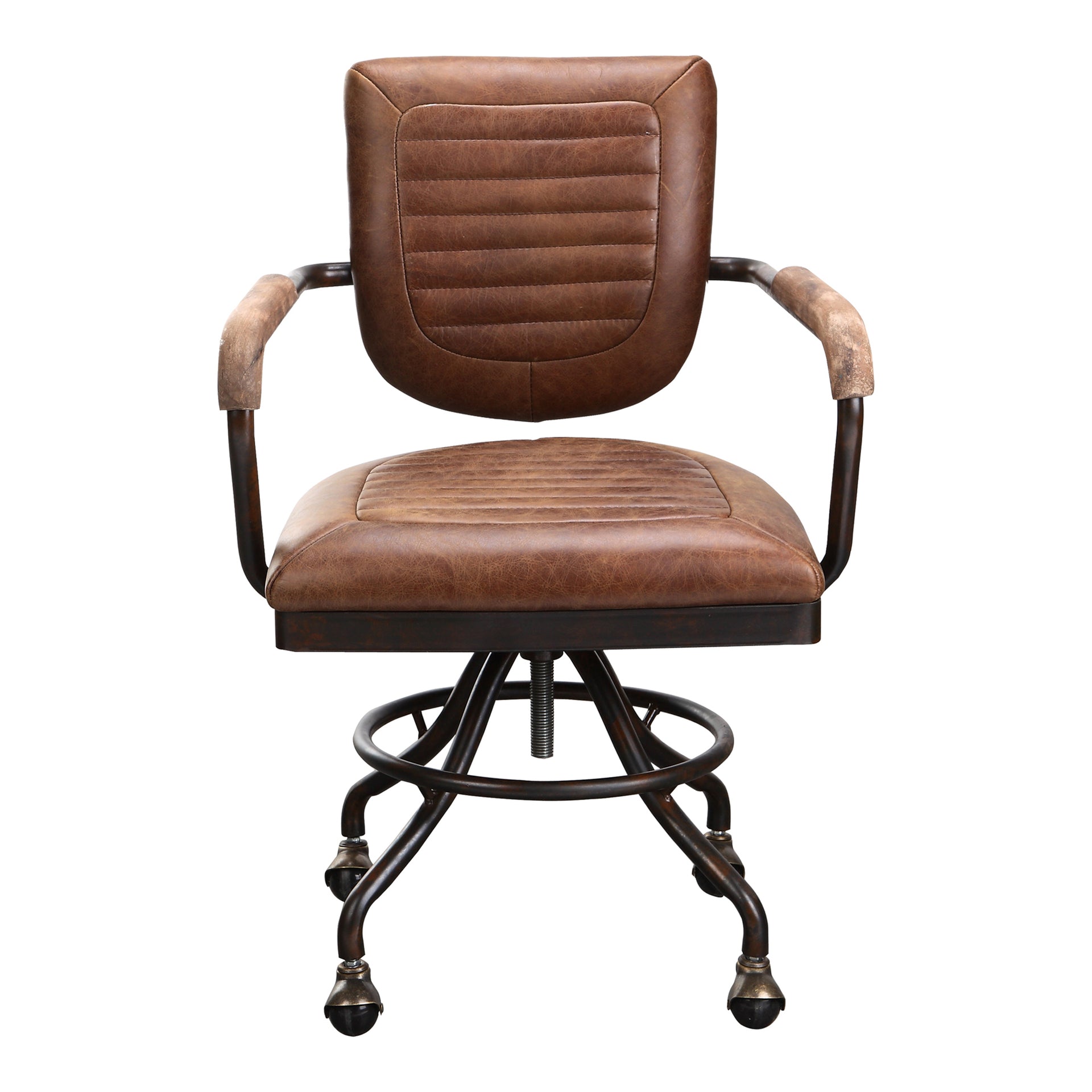 Circe - Full-Swivel, Stainless Steel Frame Office Chair in Brown