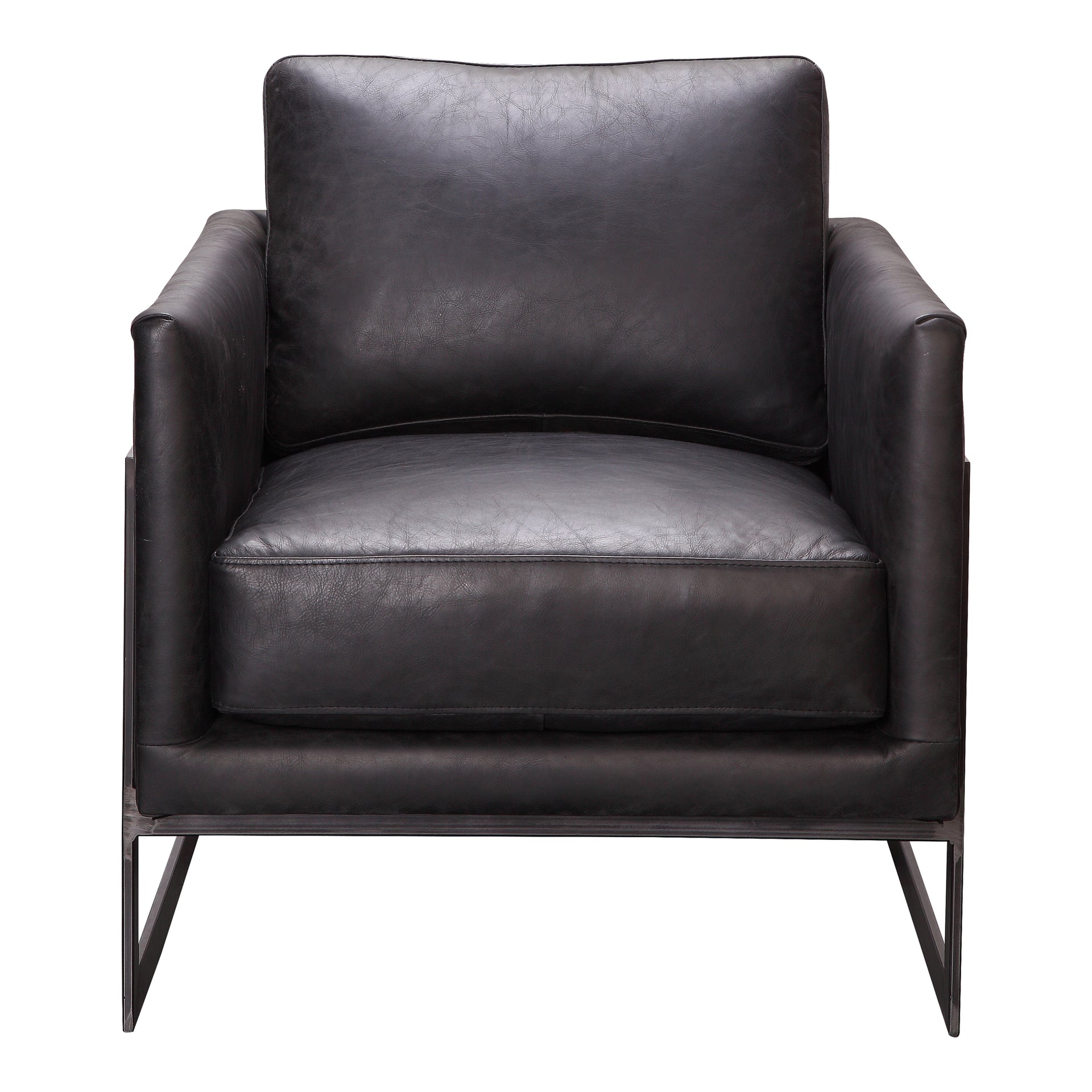 Jocelyn - Club Chair with High Density Foam and Top Grain Leather in Black