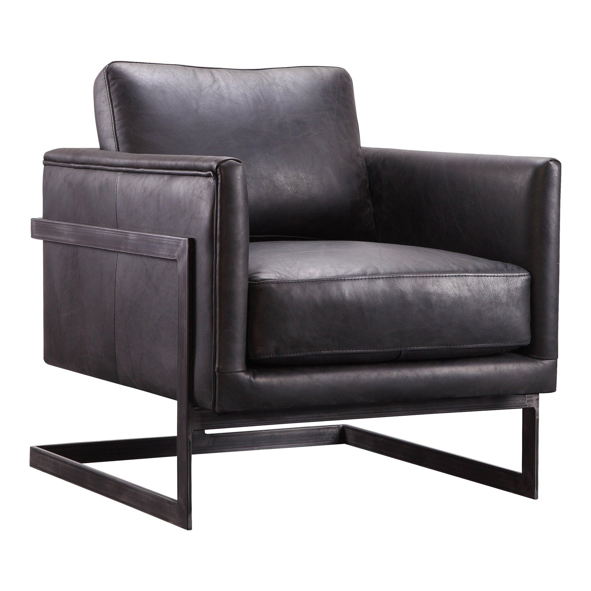 Jocelyn - Club Chair with High Density Foam and Top Grain Leather in Black