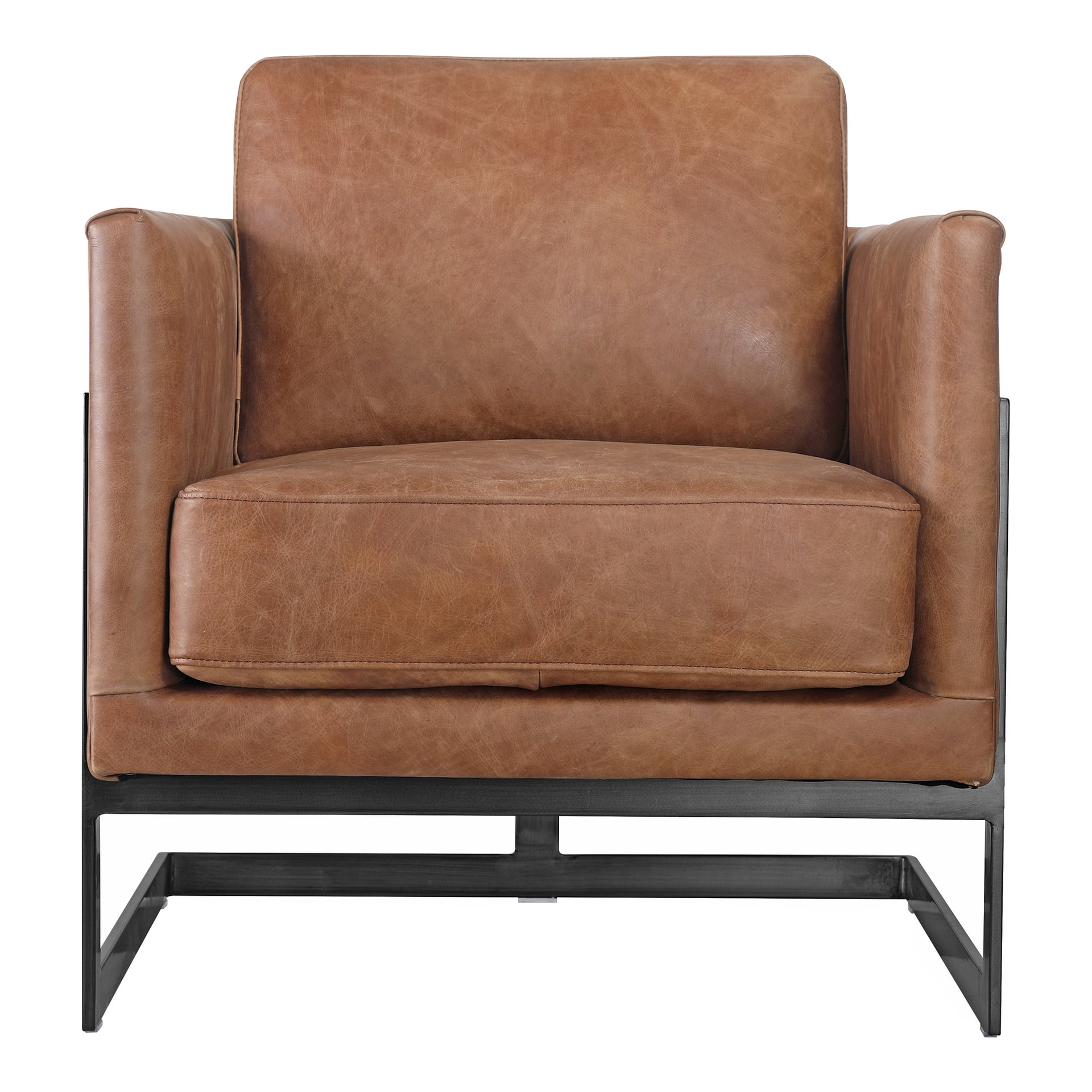 Jocelyn - Club Chair with High Density Foam and Top Grain Leather in Brown
