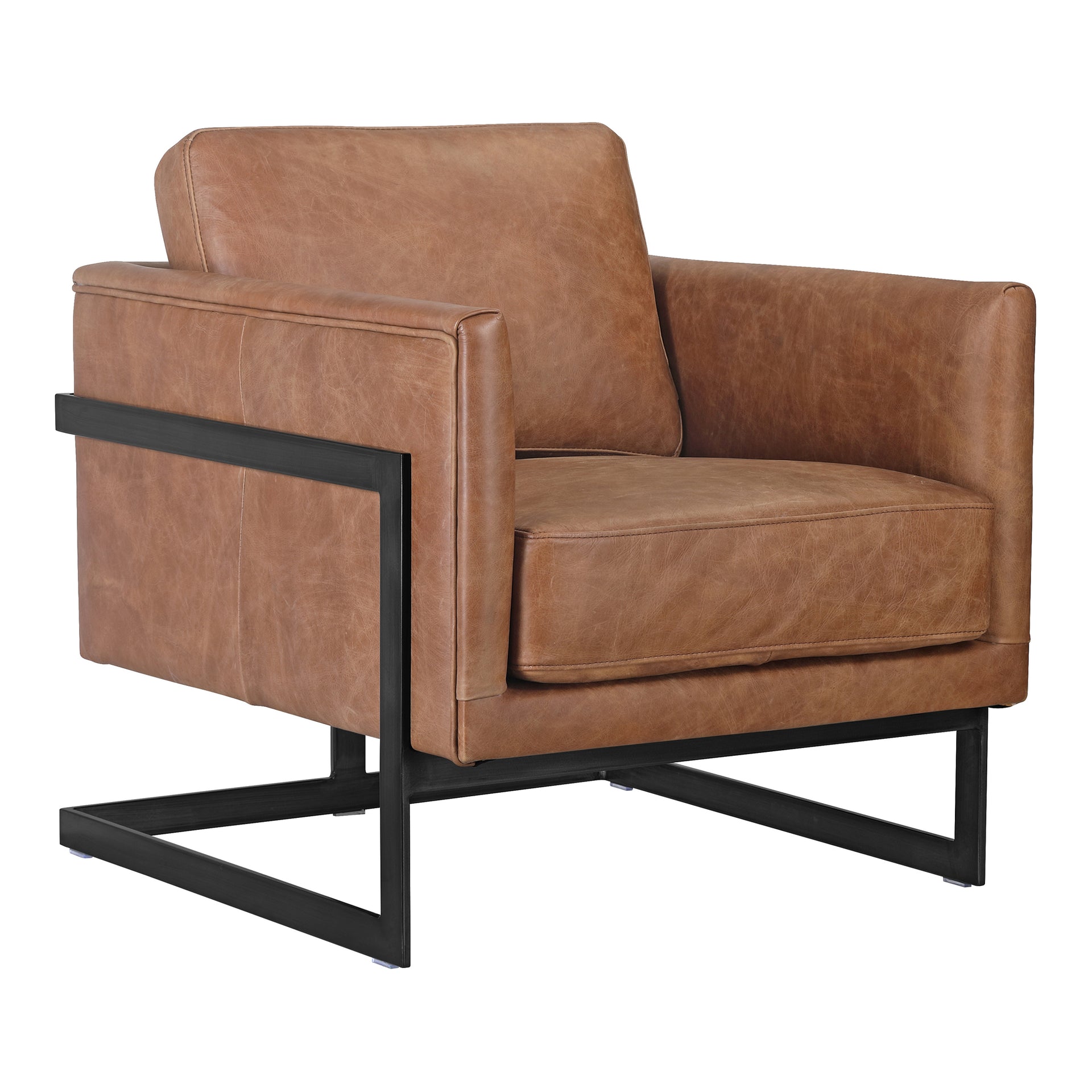 Jocelyn - Club Chair with High Density Foam and Top Grain Leather in Brown