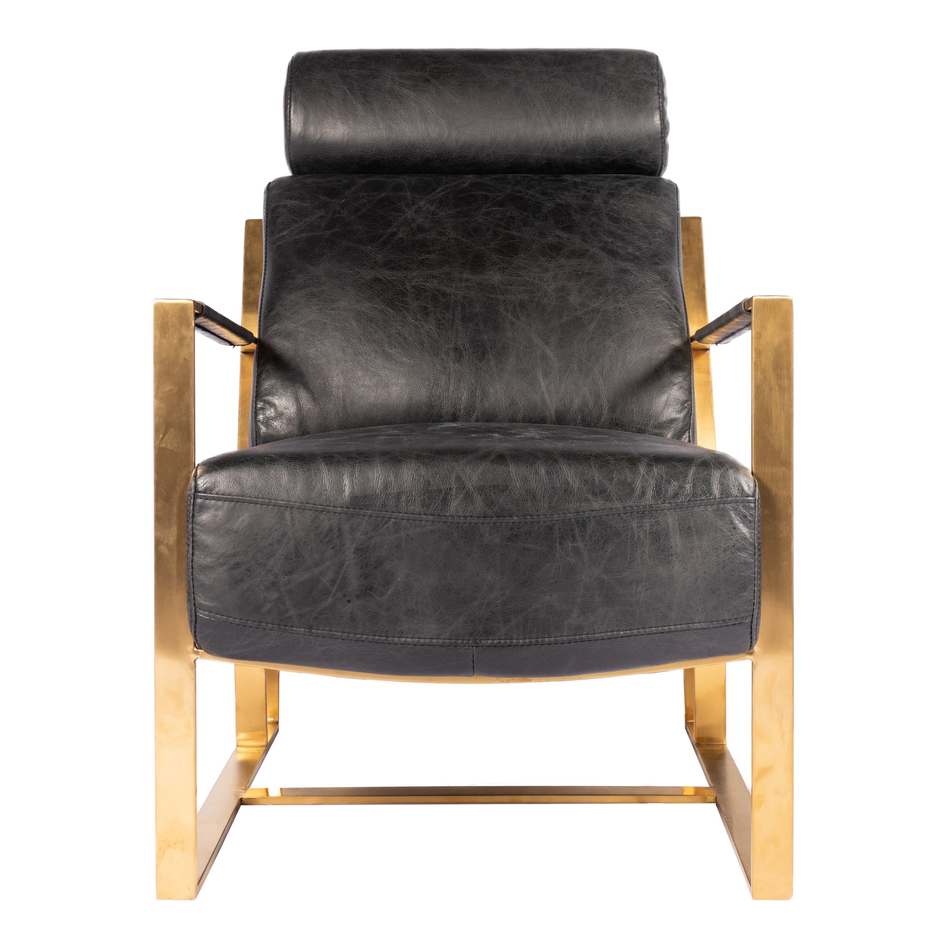Cuba - Arm Chair with High Density Foam and Leather in Black
