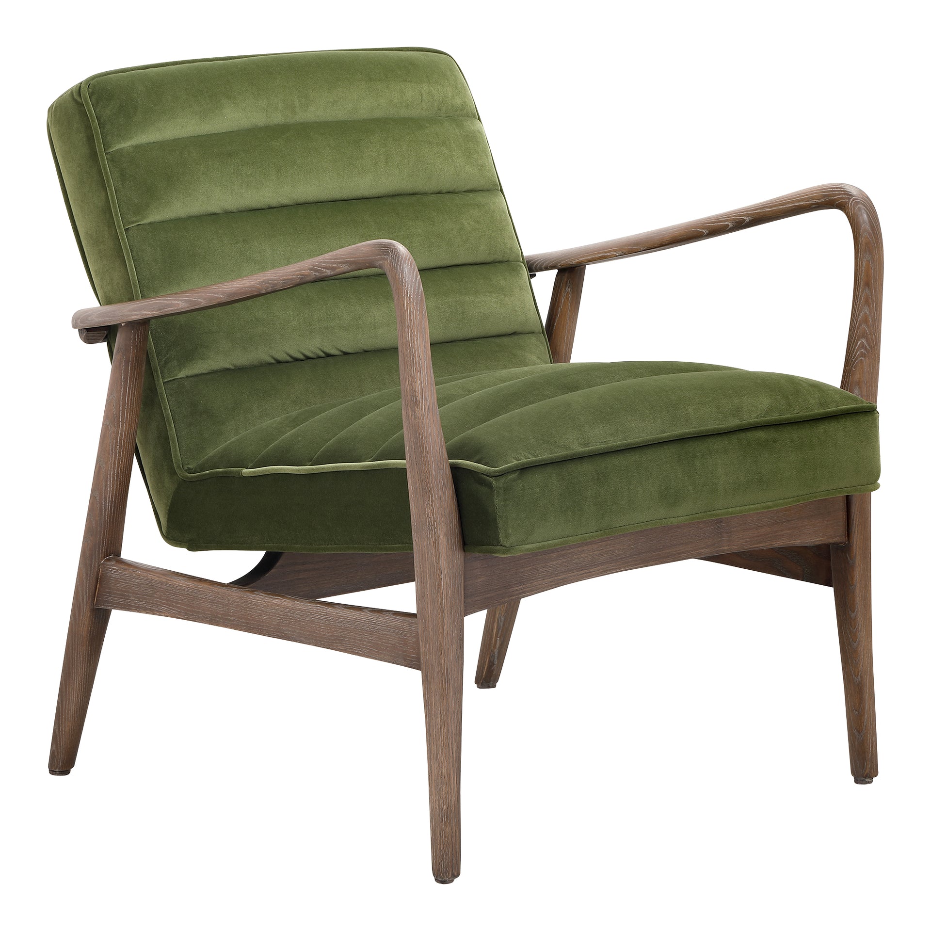 Yarden Accent Chair, Scandinavian Rolled Tufted Seating, High-Density Foam, Dark Ivy